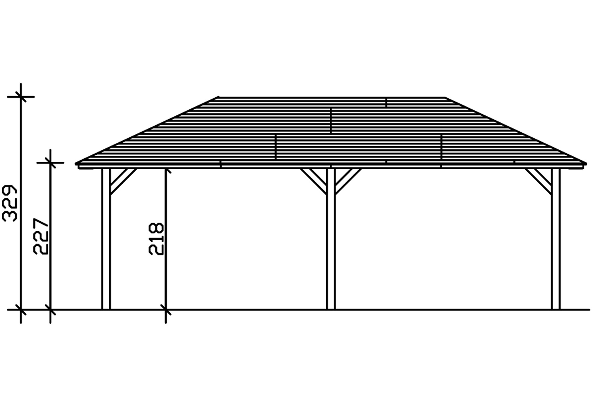 Carport TAUNUS 439x786cm, bois lamellé-collé, non traité