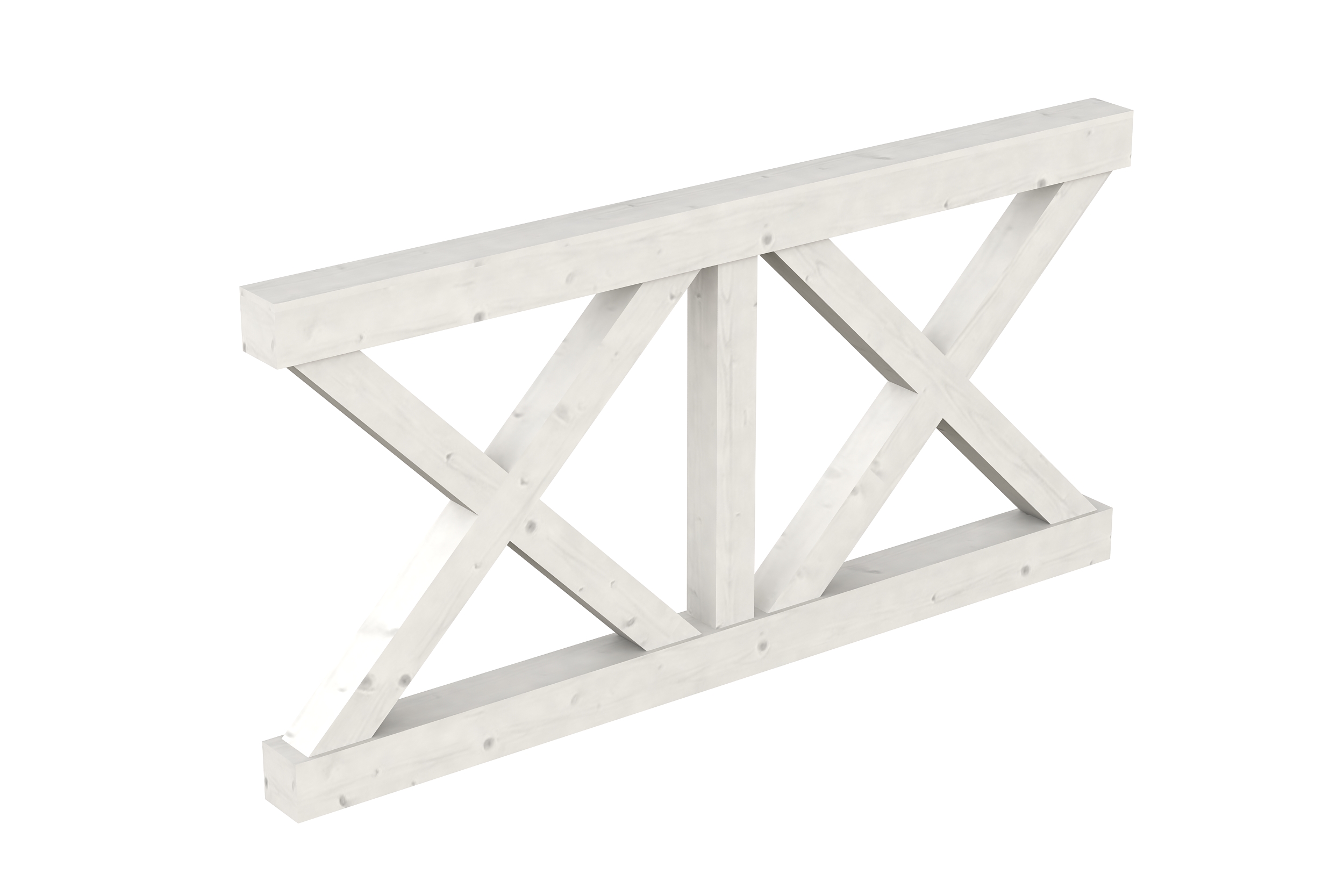 Brüstung Andreaskreuz 170 x 84 cm, Fichte, weiß