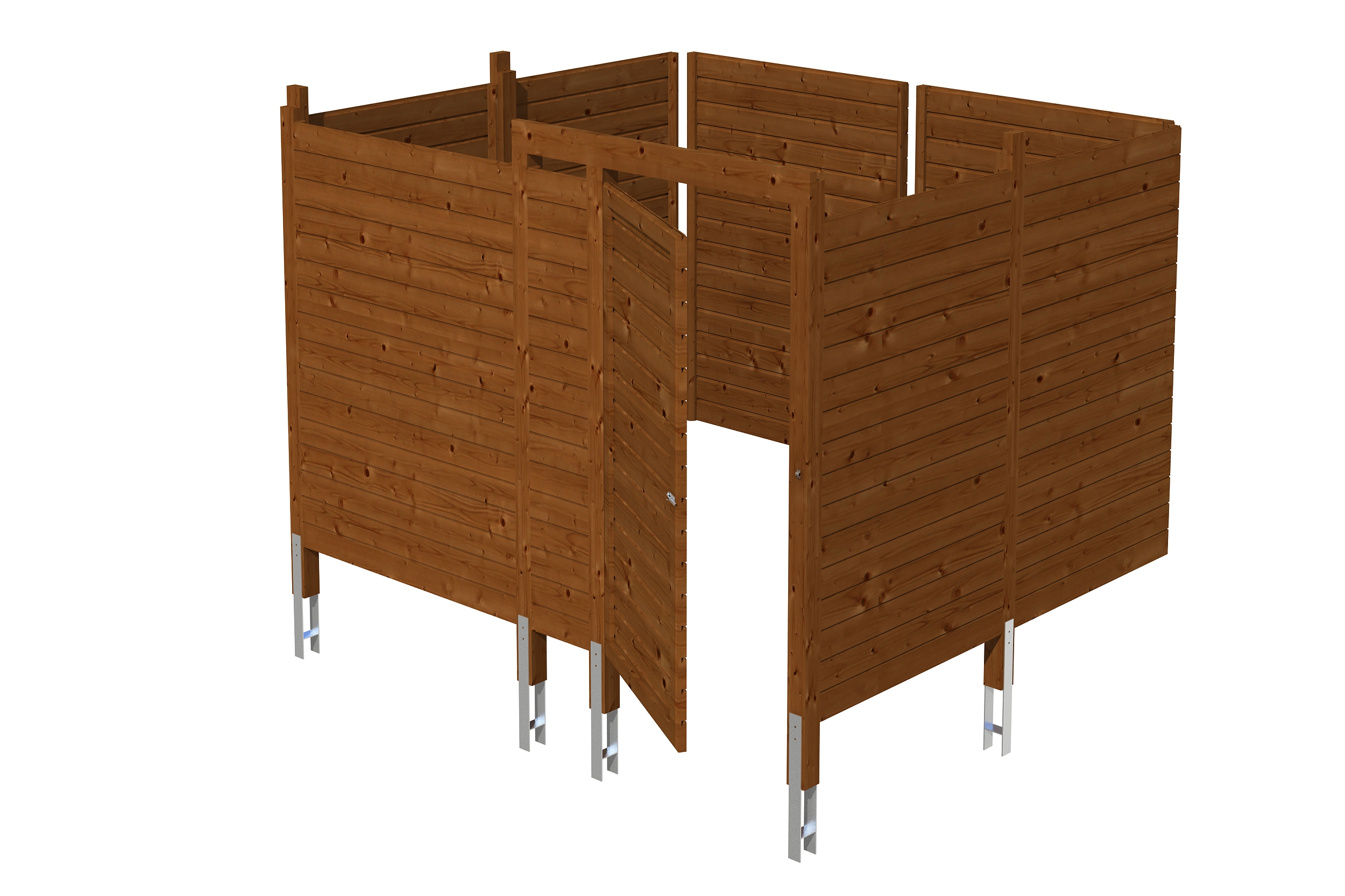 Remise C8, 275 x 317 cm, Panneaux à lattes horizontales, traitement coloré noyer