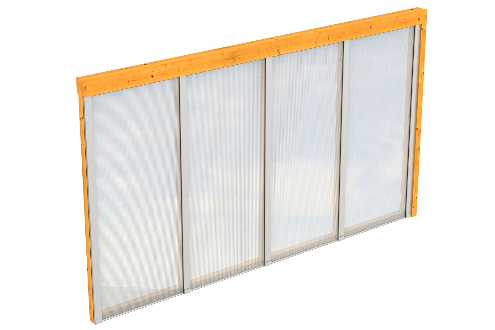 Seitenwand m. Polycarbonatplatten 355 x 200 cm, Fichte, eiche hell