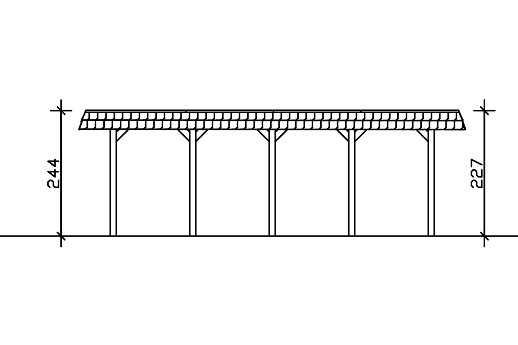 Grafik (Schnitt): Carport Spreewald 396 x 741 cm