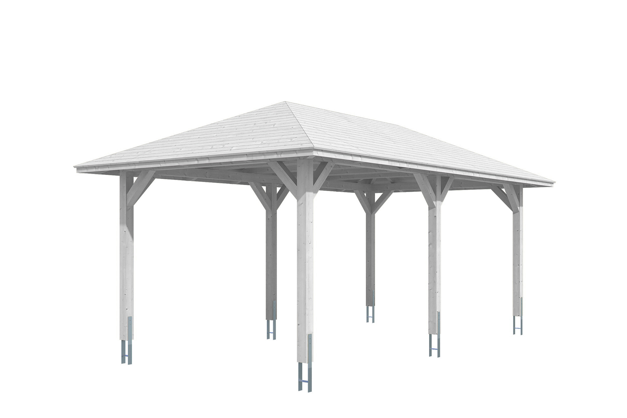 Carport Taunus 374 x 656 cm, gelakt in wit