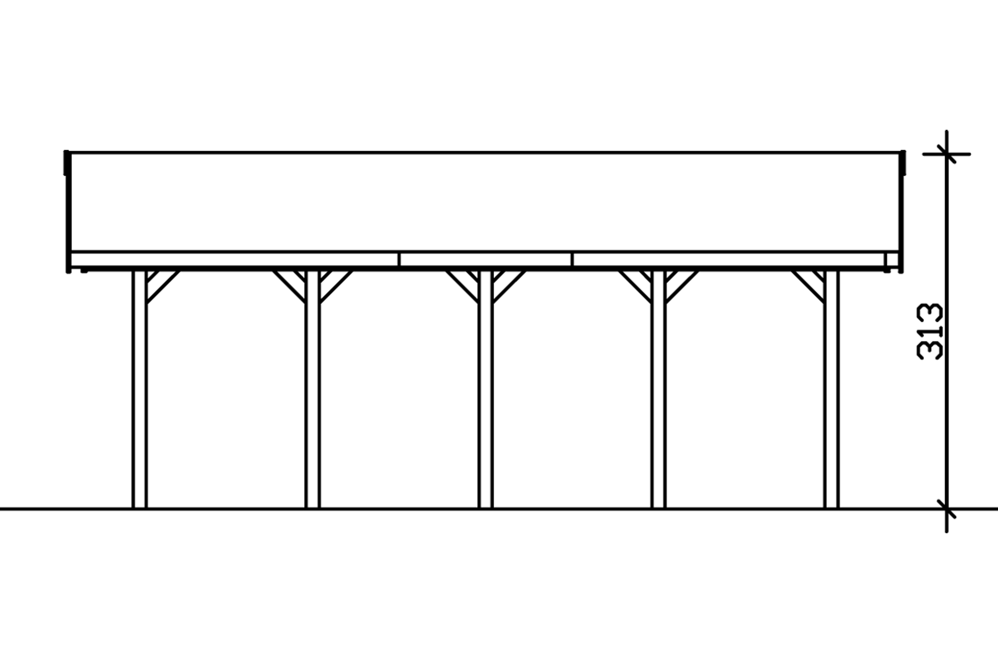Carport Wallgau 380 x 750 cm, schwarze Schindeln