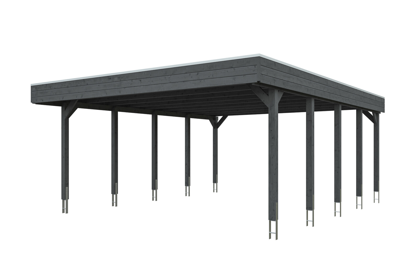 Carport Friesland 557 x 708 cm mit Aluminiumdach, schiefergrau