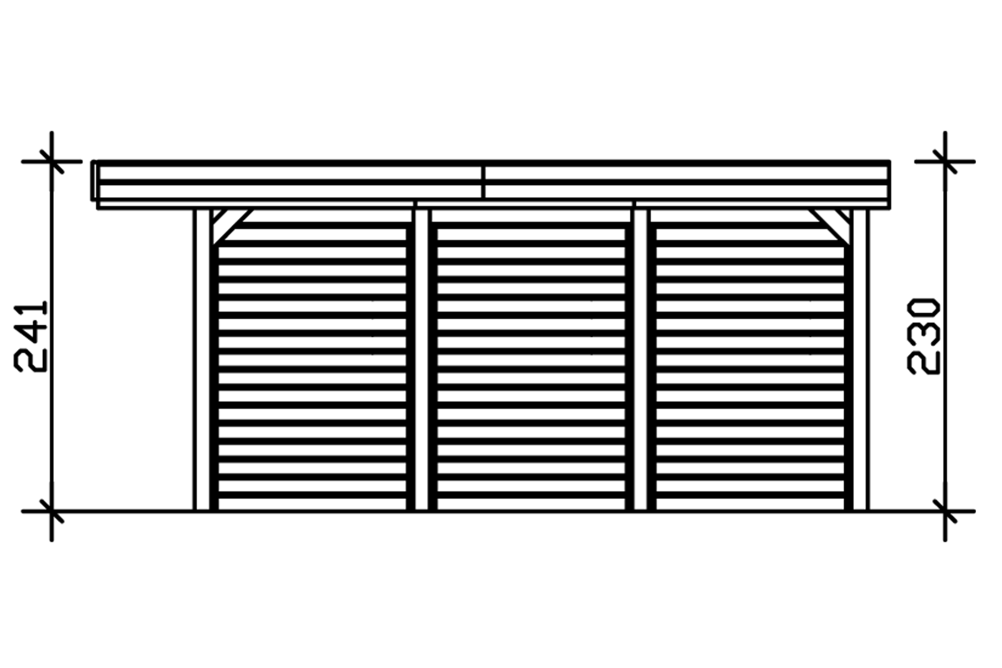 Grafik (Schnitt): Carport Friesland 314 x 555 cm mit Seiten- und Rückwand