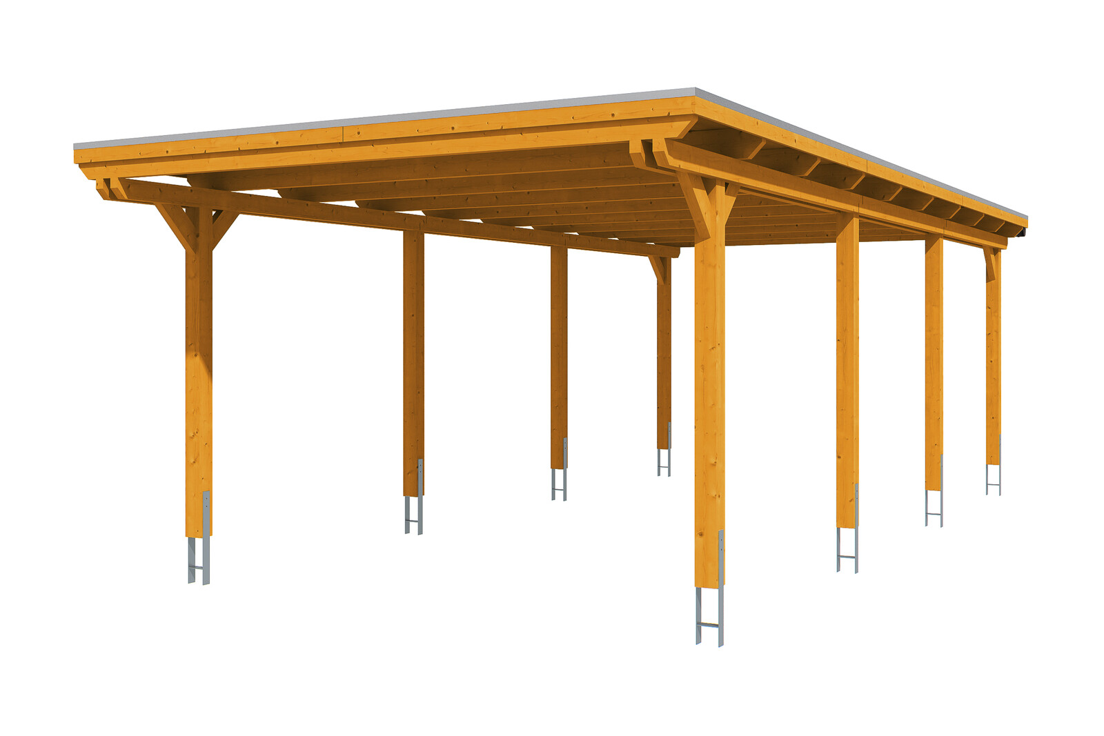 Carport Emsland 404 x 846 cm mit Aluminiumdach, eiche hell