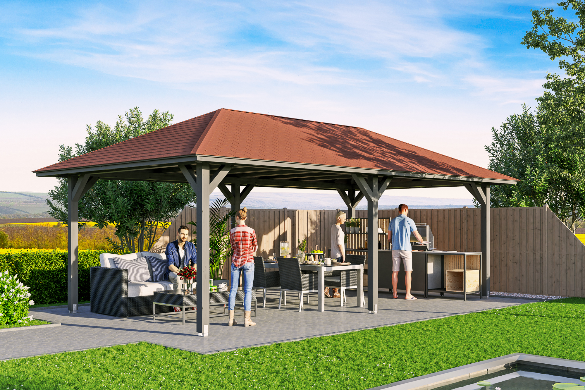 Ambientebild: Pavillon Orleans 2, farblich behandelt in schiefergrau