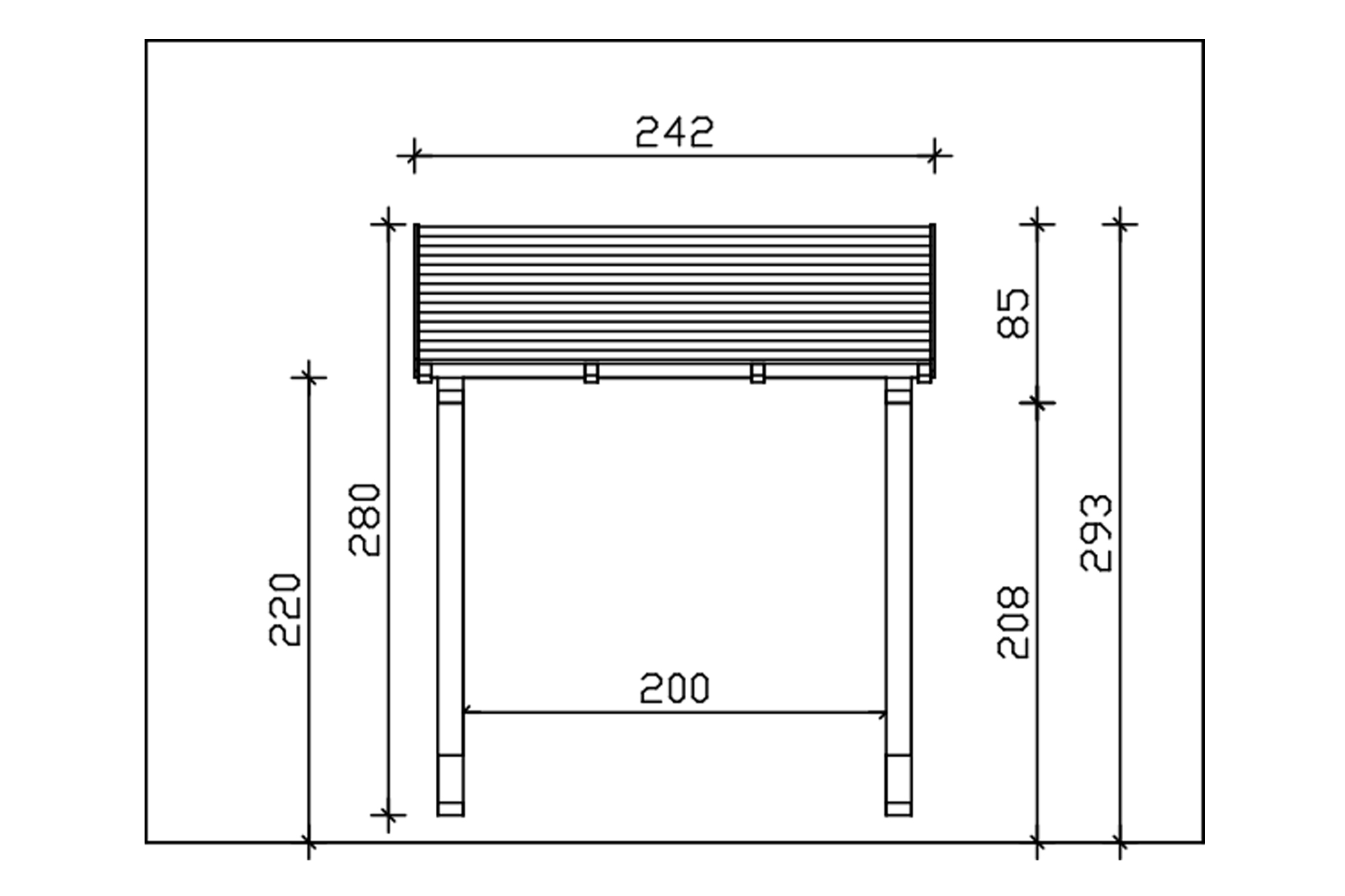 Vordach Paderborn Typ 2, 242 x 156 cm, eiche hell