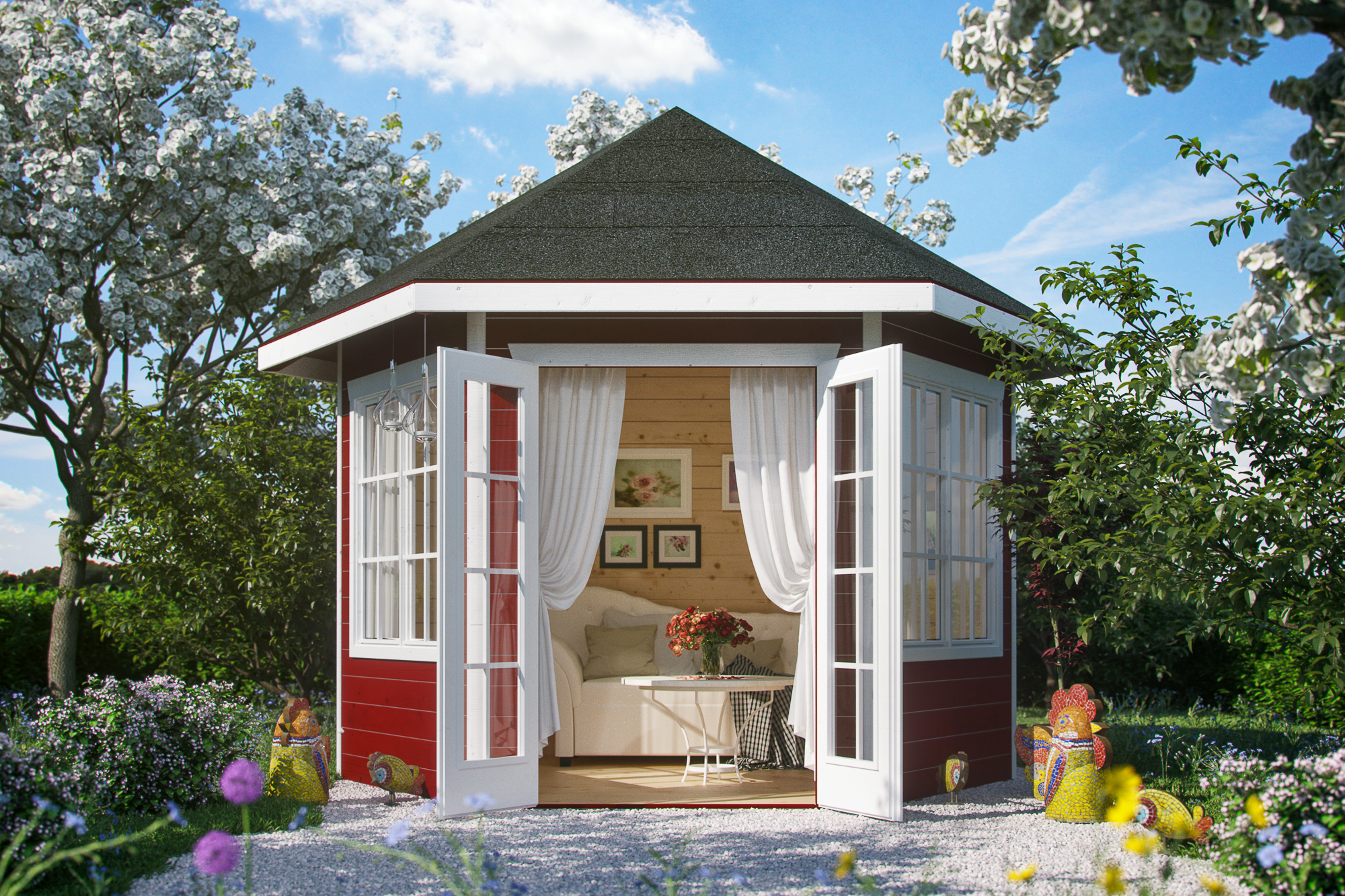 Pavillon Almelo 350x303cm, schwedenrot