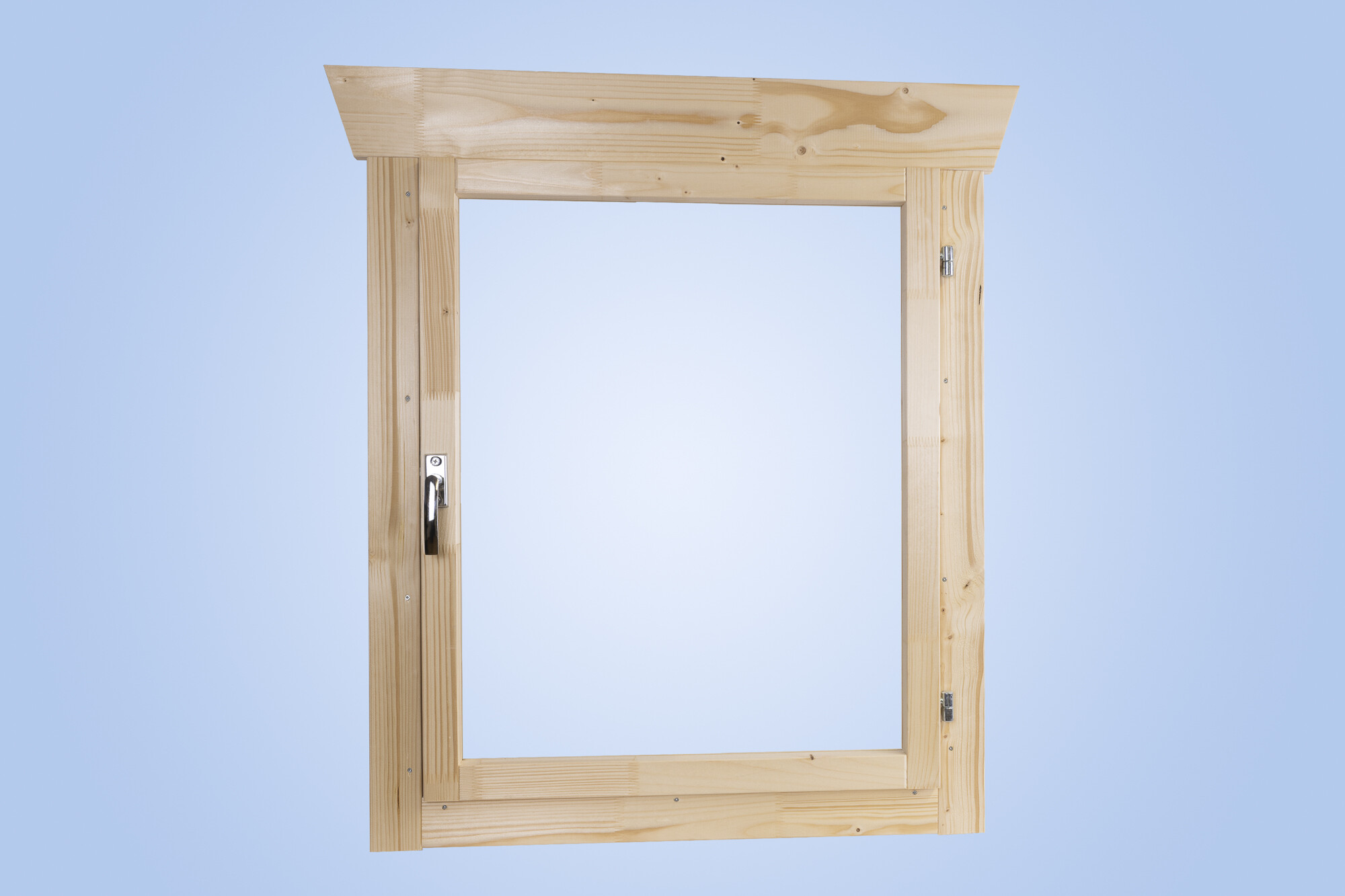 Single window, right hinge 57,5x 70,5 cm, 28mm, untreated