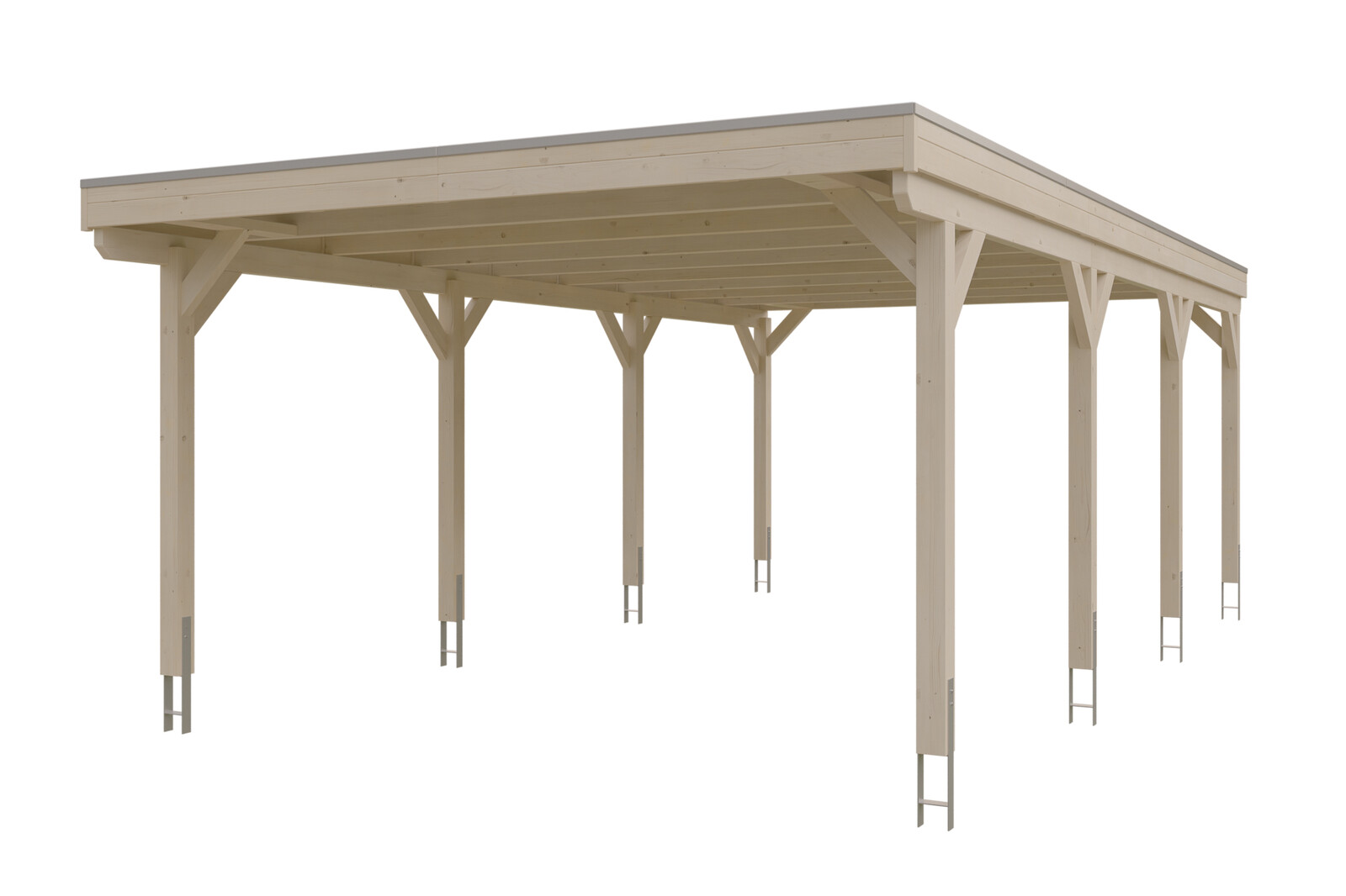 Carport Grunewald 427 x 796 cm mit EPDM-Dach, natur