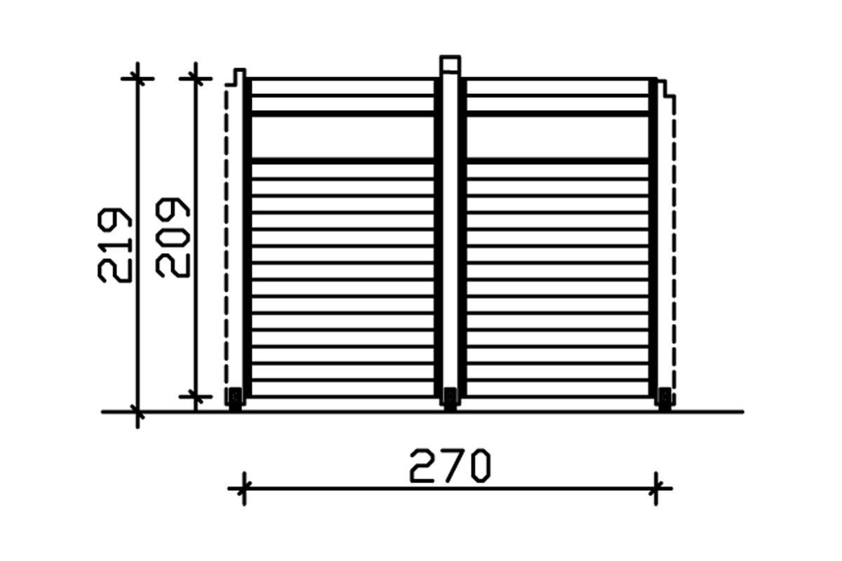 Wall with strip light for gazebo Toulouse 270 x 209 cm, spruce, colour pre-treated in white