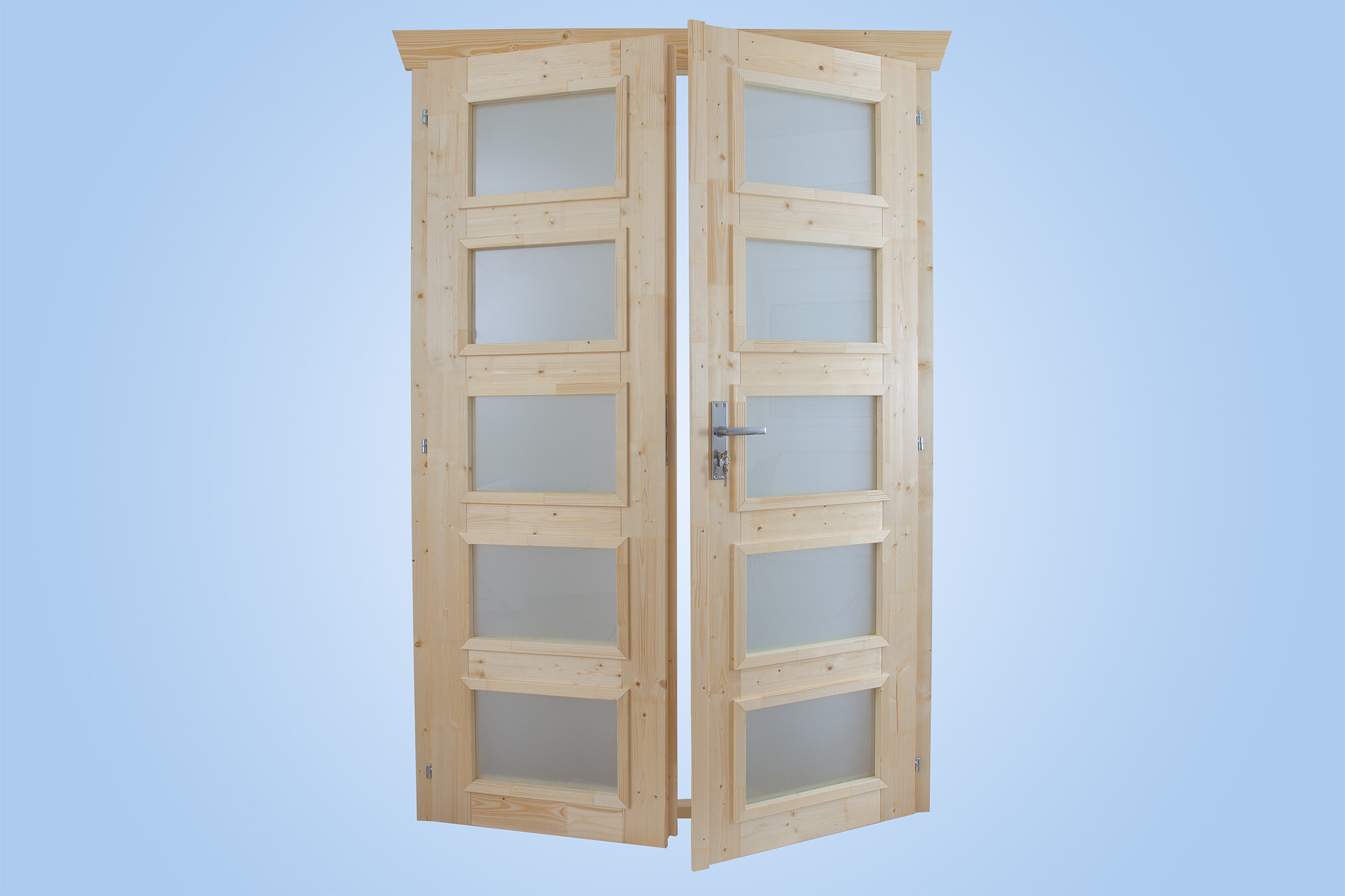 Doppeltür BxH  123,4 x 193 cm, mit Milchglas für 28 mm Häuser