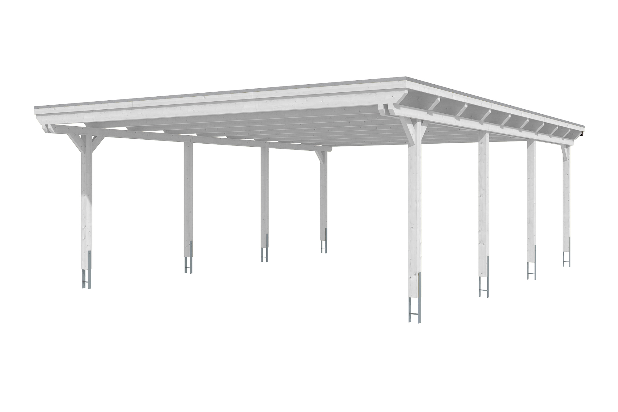 Carport Emsland 613 x 846 cm, gelakt in wit, met Aluminium dakplaten
