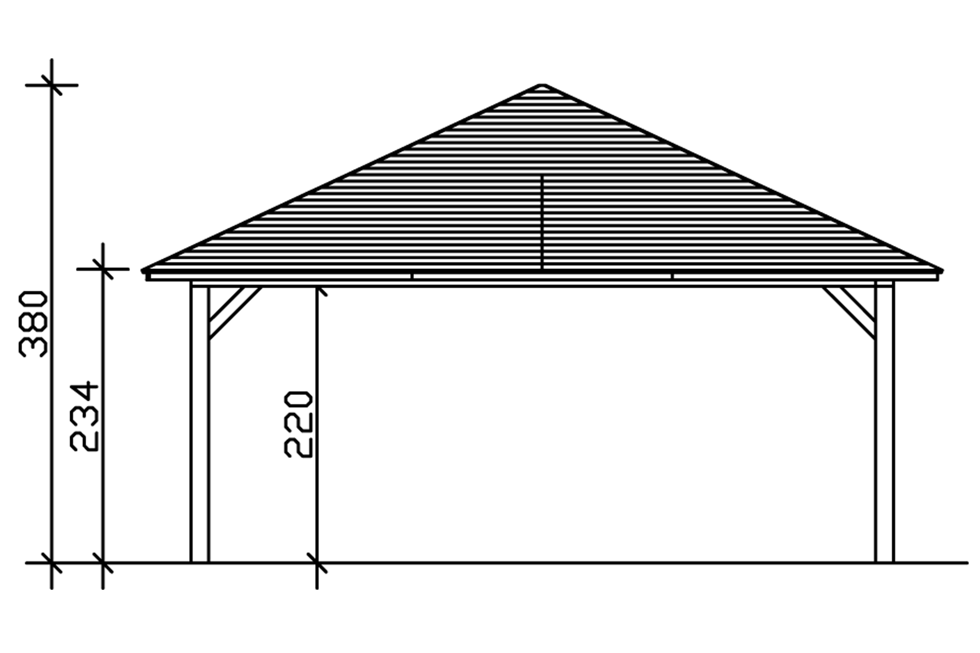Grafik (Schnitt): Carport Taunus 634 x 634 cm