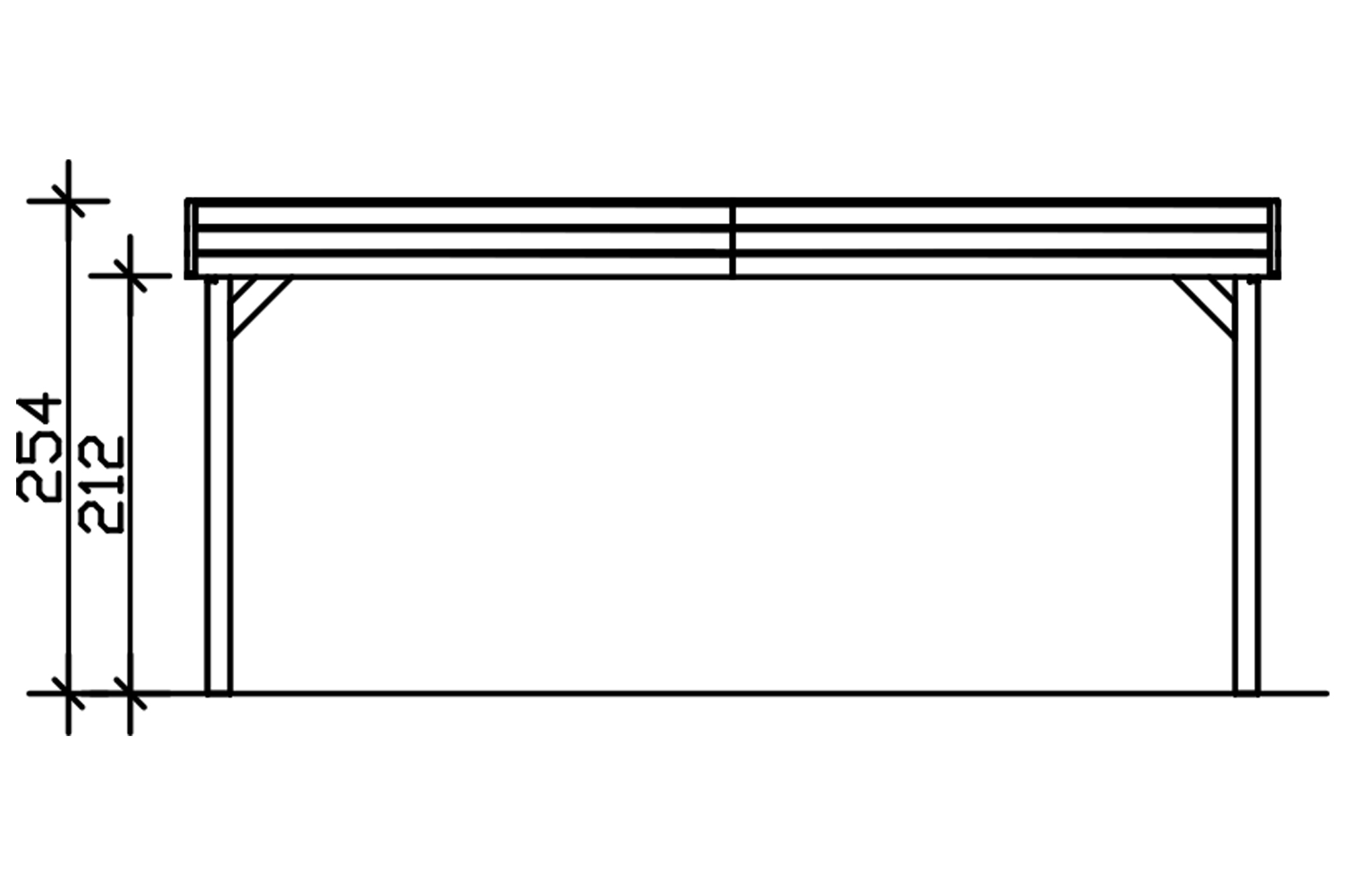 Grafik (Vorderansicht): Carport Friesland 557 cm Breite