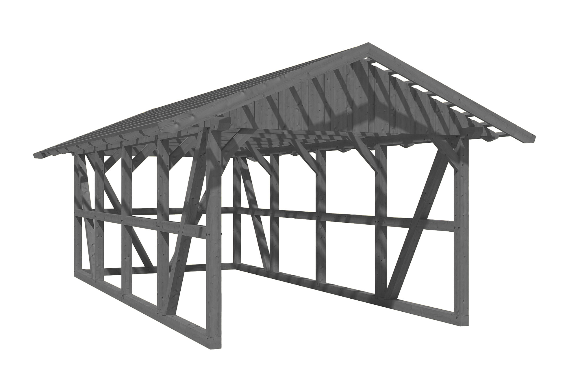 Carport Schwarzwald 424 x 772 cm mit Rückwand, schiefergrau, mit Dachlattung