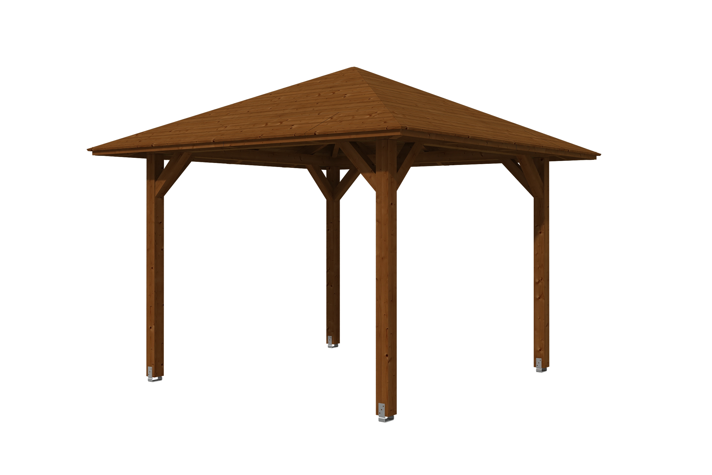 Gazebo Cannes 1, glulam, pre-treated walnut