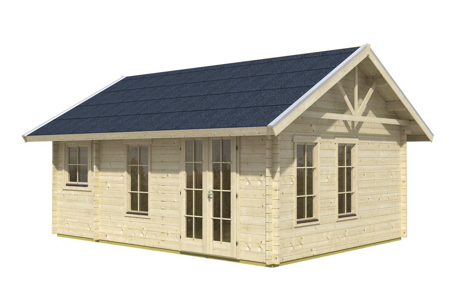 Log cabin Toronto 2, 420 x 560 cm with 2. layers of roof boards, untreated