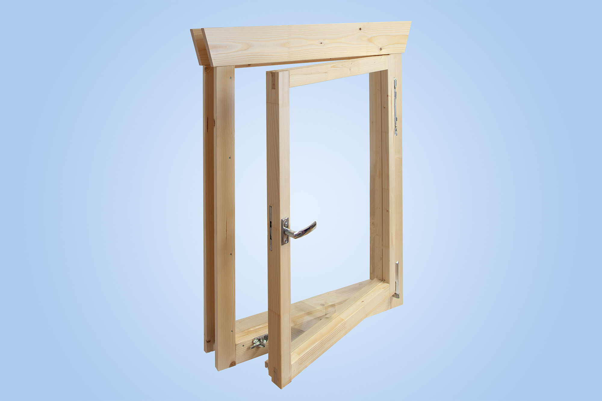 Single window, right hinge 57,5x70,5cm, 45mm, untreated