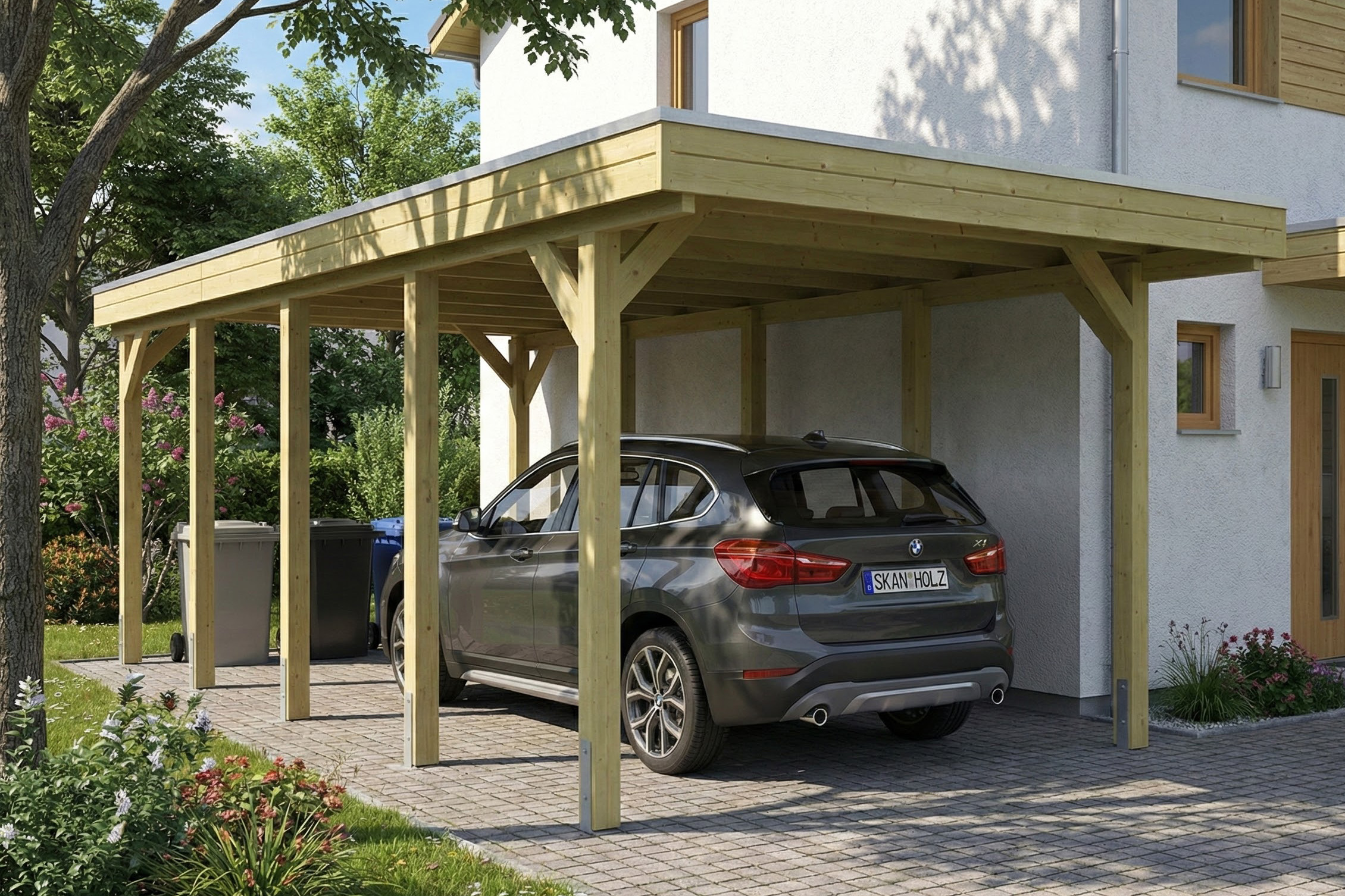 Carport Friesland 320 x 708 cm, met dakplaten, groen geïmpregneerd