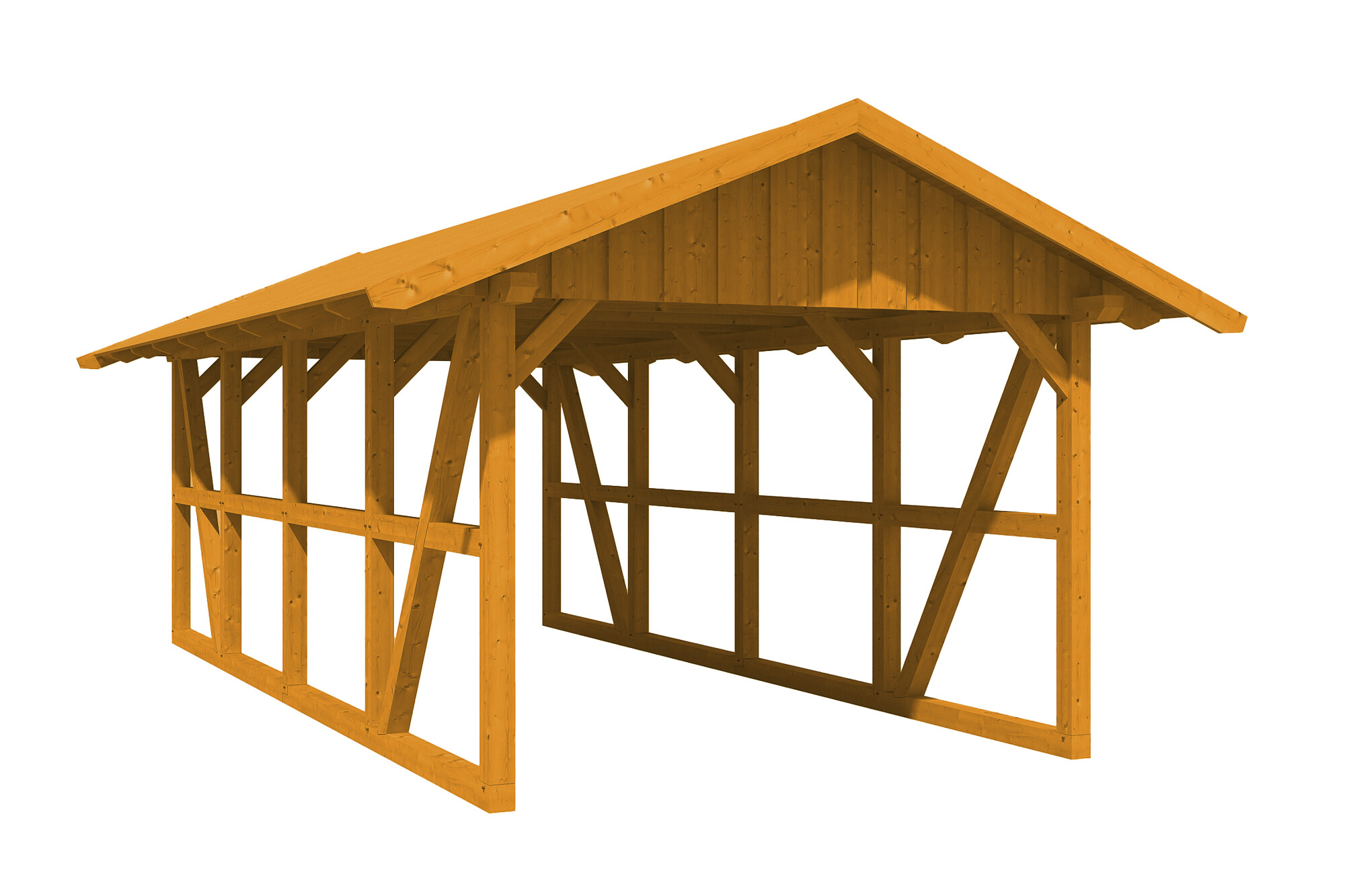 Carport Schwarzwald 424 x 772 cm, eiche hell, mit Dachschalung