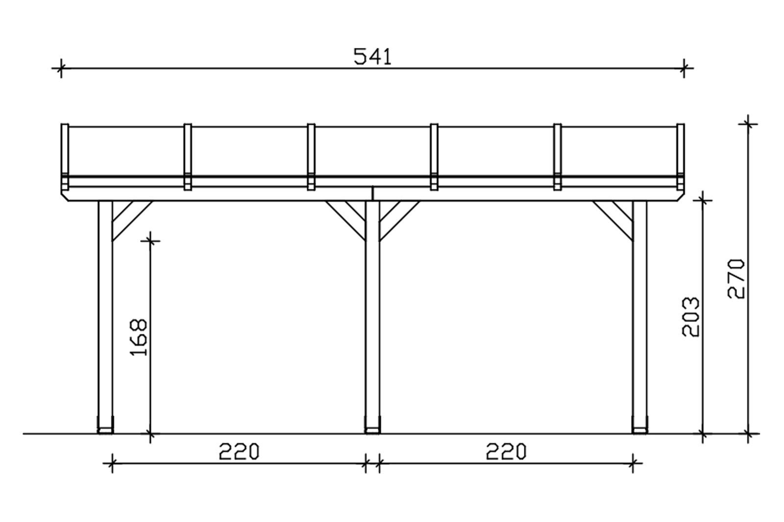 Terrace roof Andria 541 x 350 cm, glulam, untreated