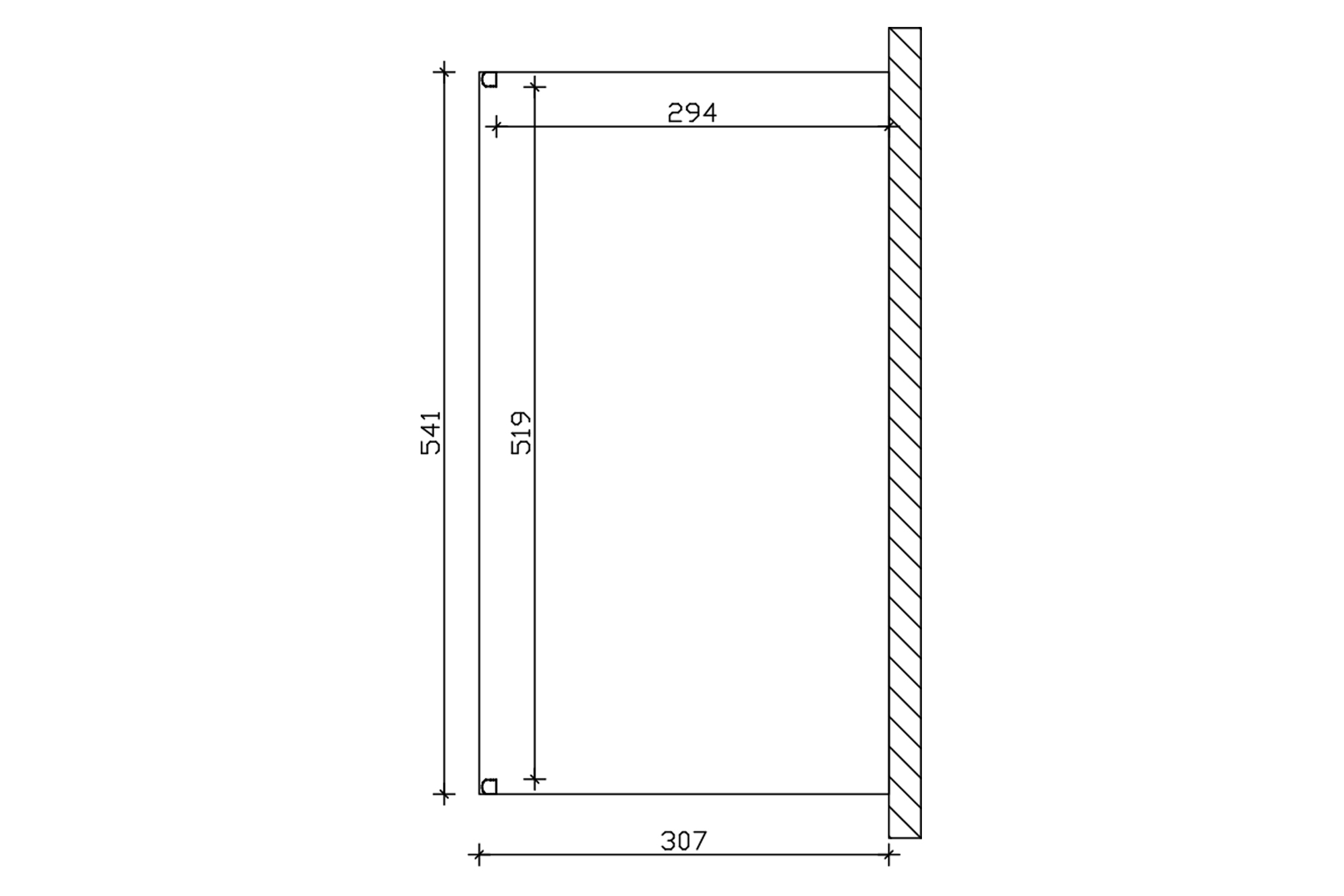 Grafik (Grundriss): Terrassenüberdachung Genua 541x307 cm