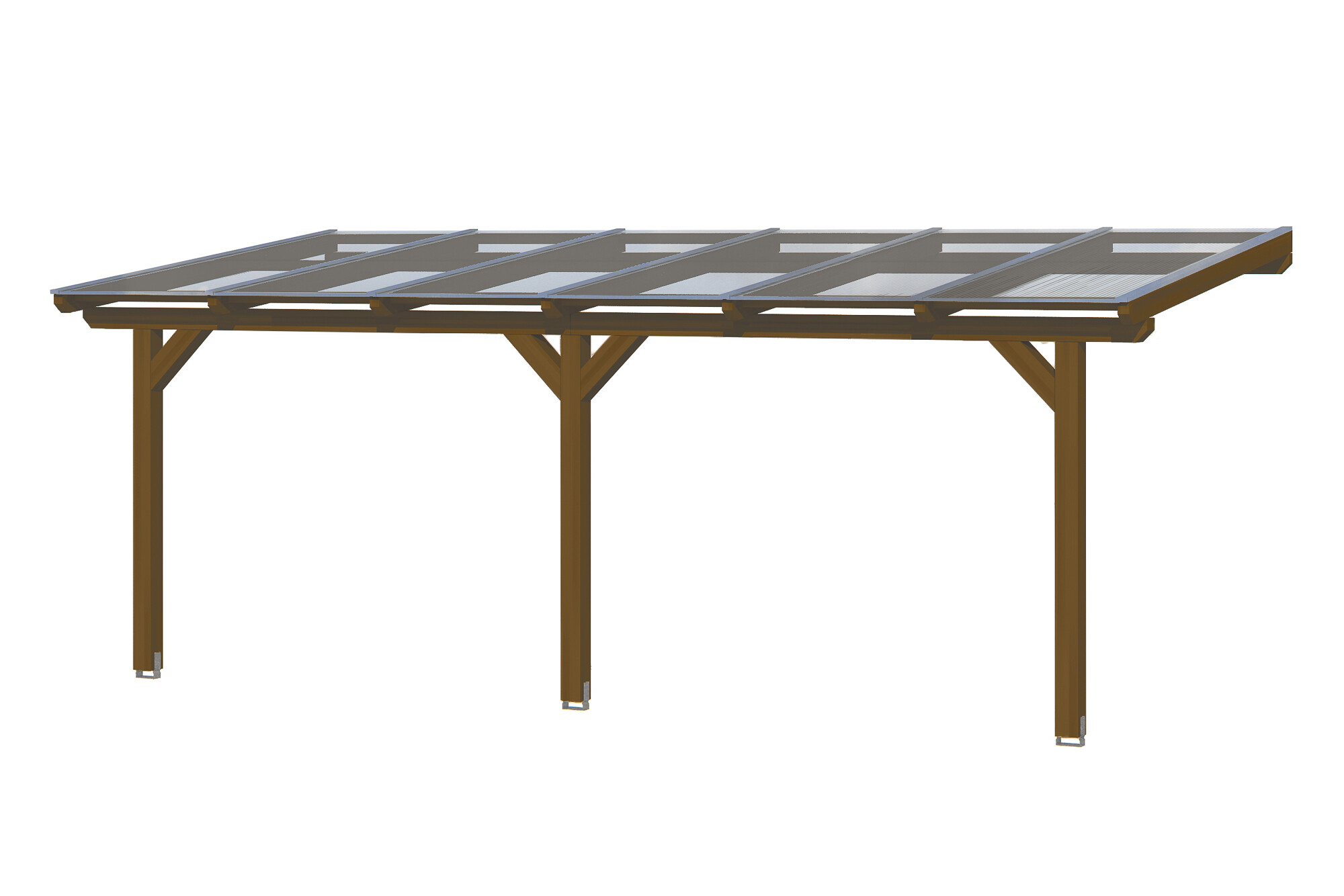 Terrace roof Bormio 648 x 300 cm, glulam, colour pre-treated walnut