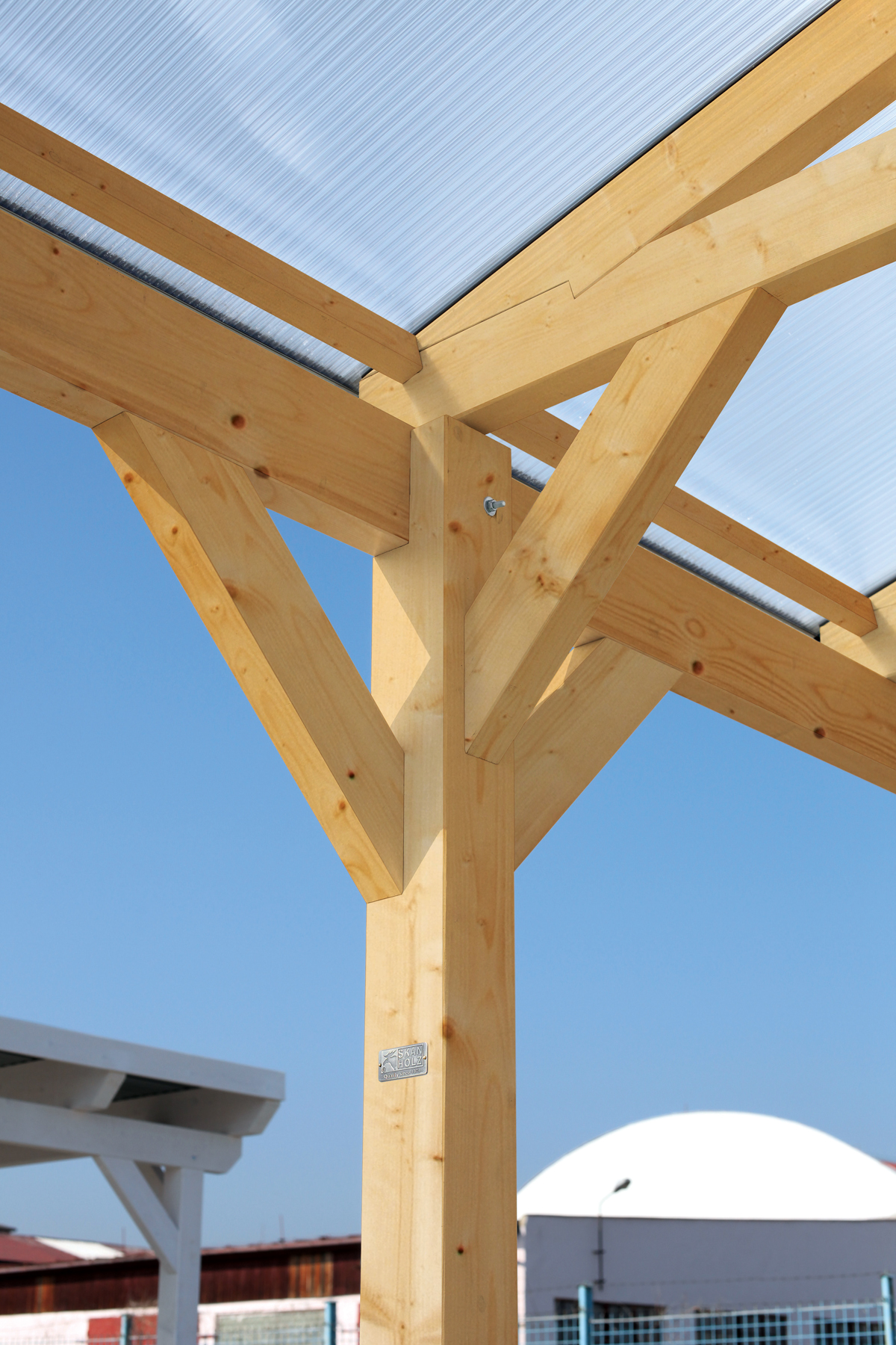 Detailbild: Dachkonstruktion beim Carport Westerwald (von unten)
