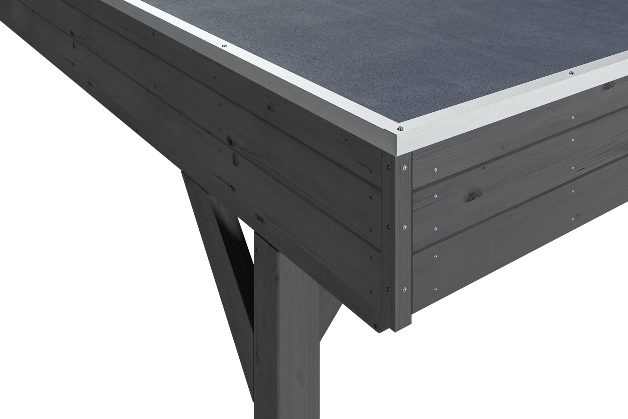 Carport Grunewald 622 x 554 cm met dakbetimmering en EPDM-folie, gelakt in leigrijs