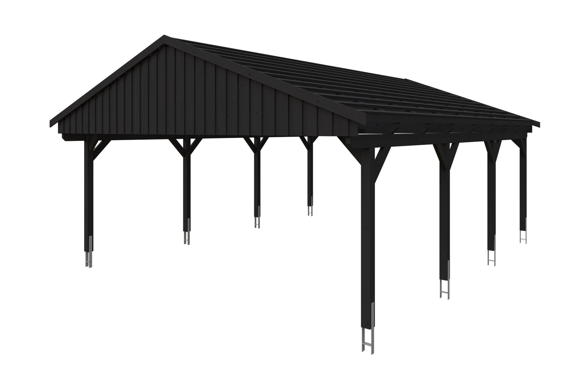 Produktbild: Carport Fichtelberg 618 x 808 cm, farblich behandelt in anthrazit, mit Dachlatten