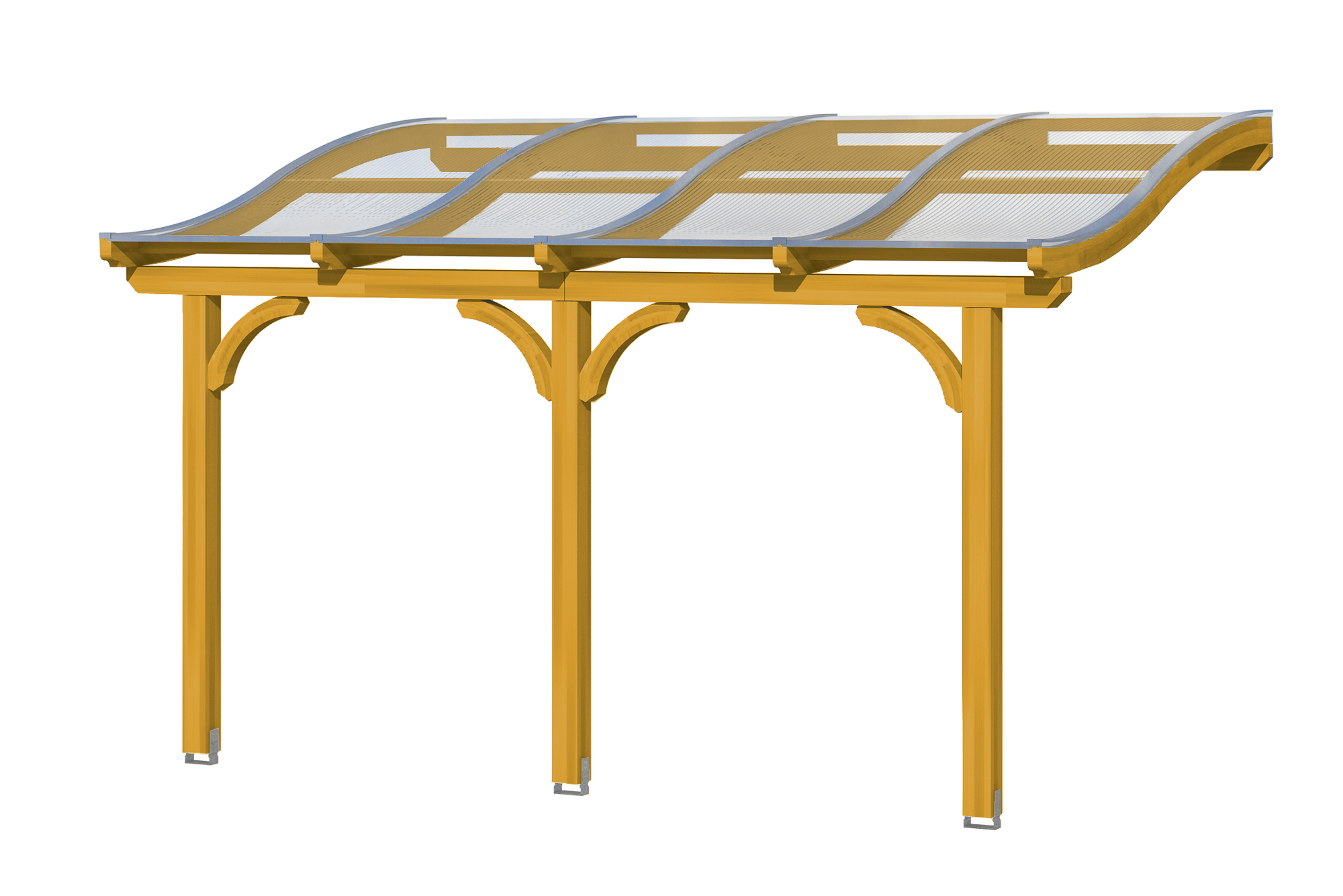 Terrasoverkapping Venezia 434 x 239 cm, gelamineerd hout, gelakt in licht eiken