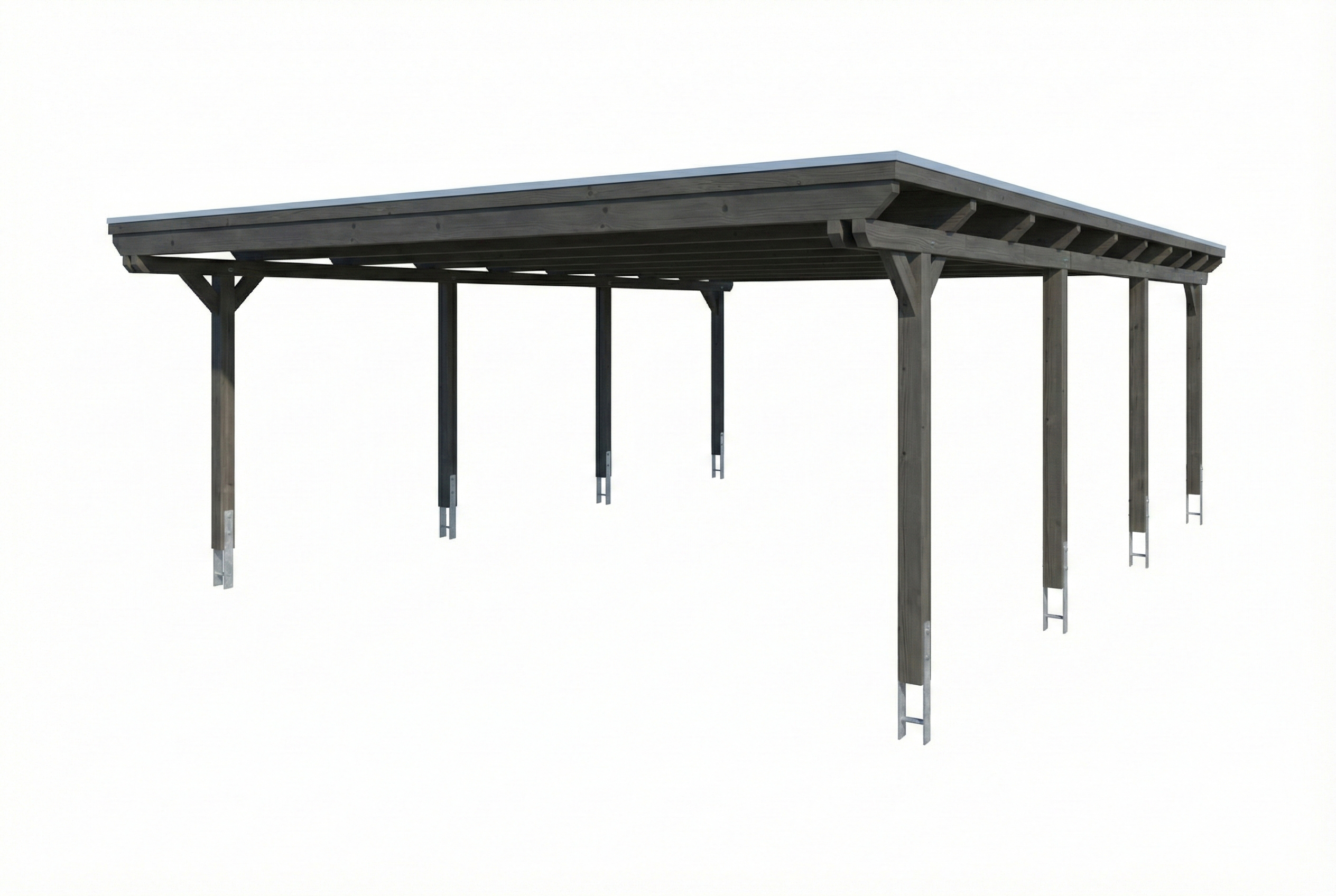 Carport Emsland 609 x 846 cm, stalen dakplaten met anticondensvlies, leigrijs