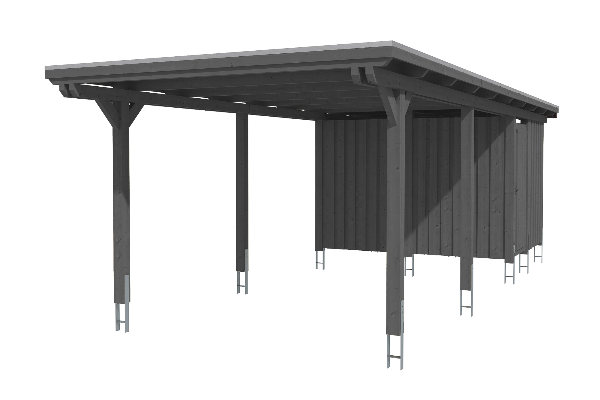 Produktbild: Carport Emsland 354 x 846 cm mit Abstellraum, farblich behandelt in schiefergrau