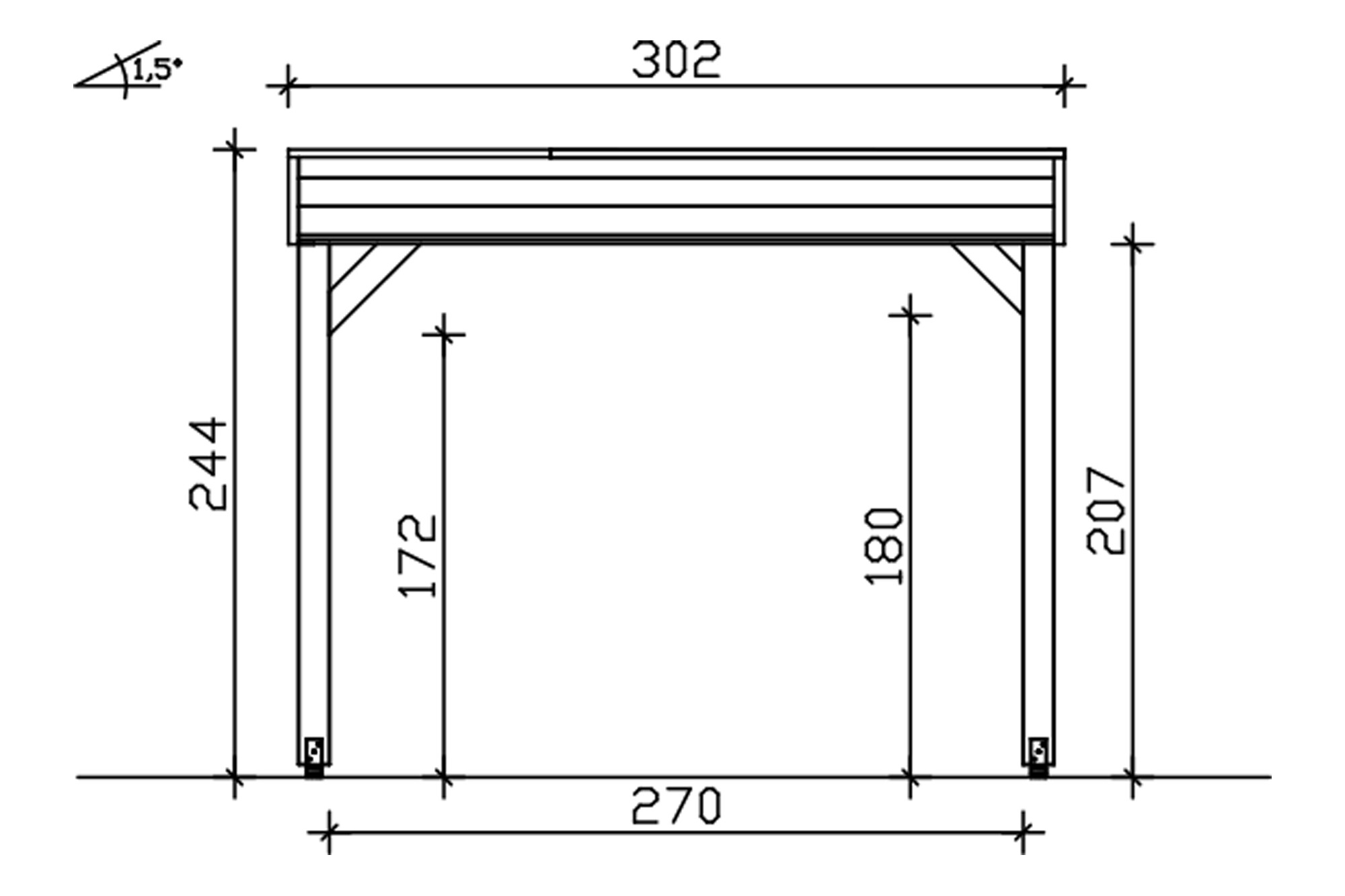 Gloriette TOULOUSE 302x302cm, épicéa, traitement coloré gris ardoise