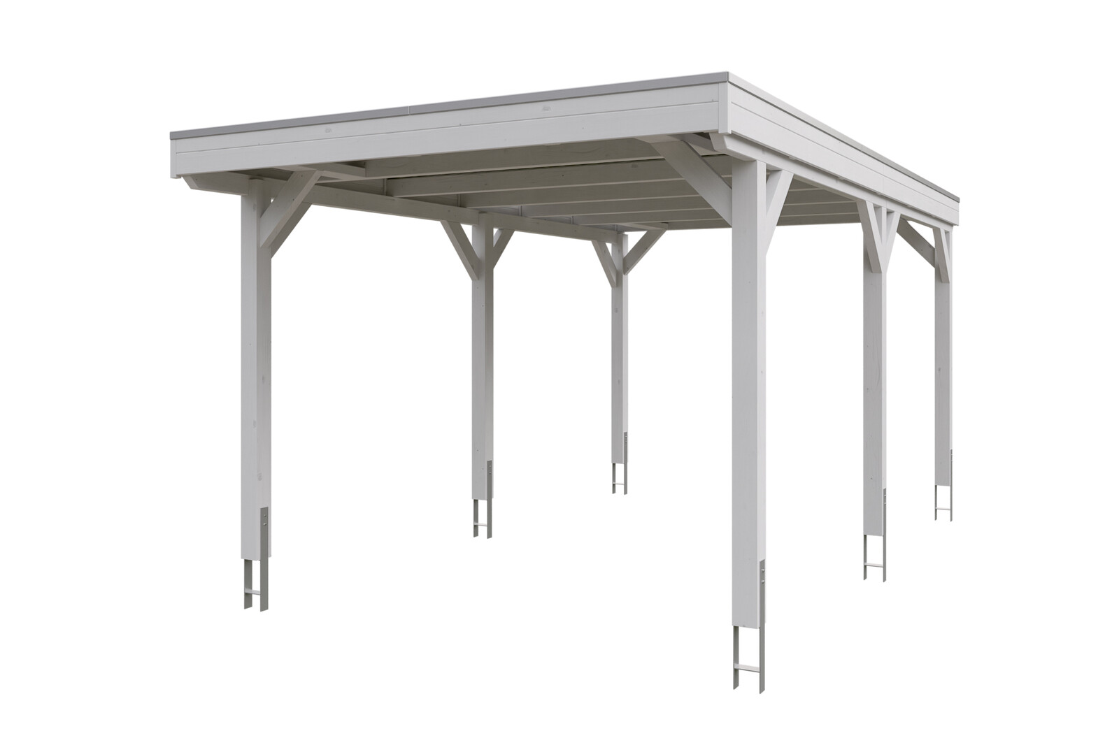 Carport Grunewald 321 x 554 cm with EPDM roof, colour pre-treated white