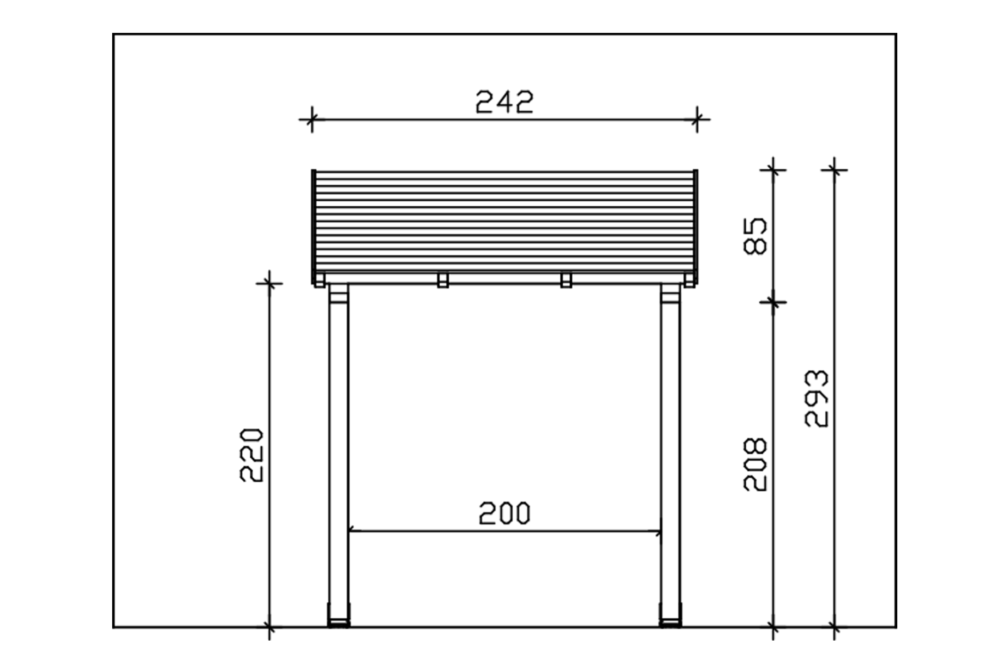 Vordach Paderborn Typ 4, 242 x 156 cm, eiche hell