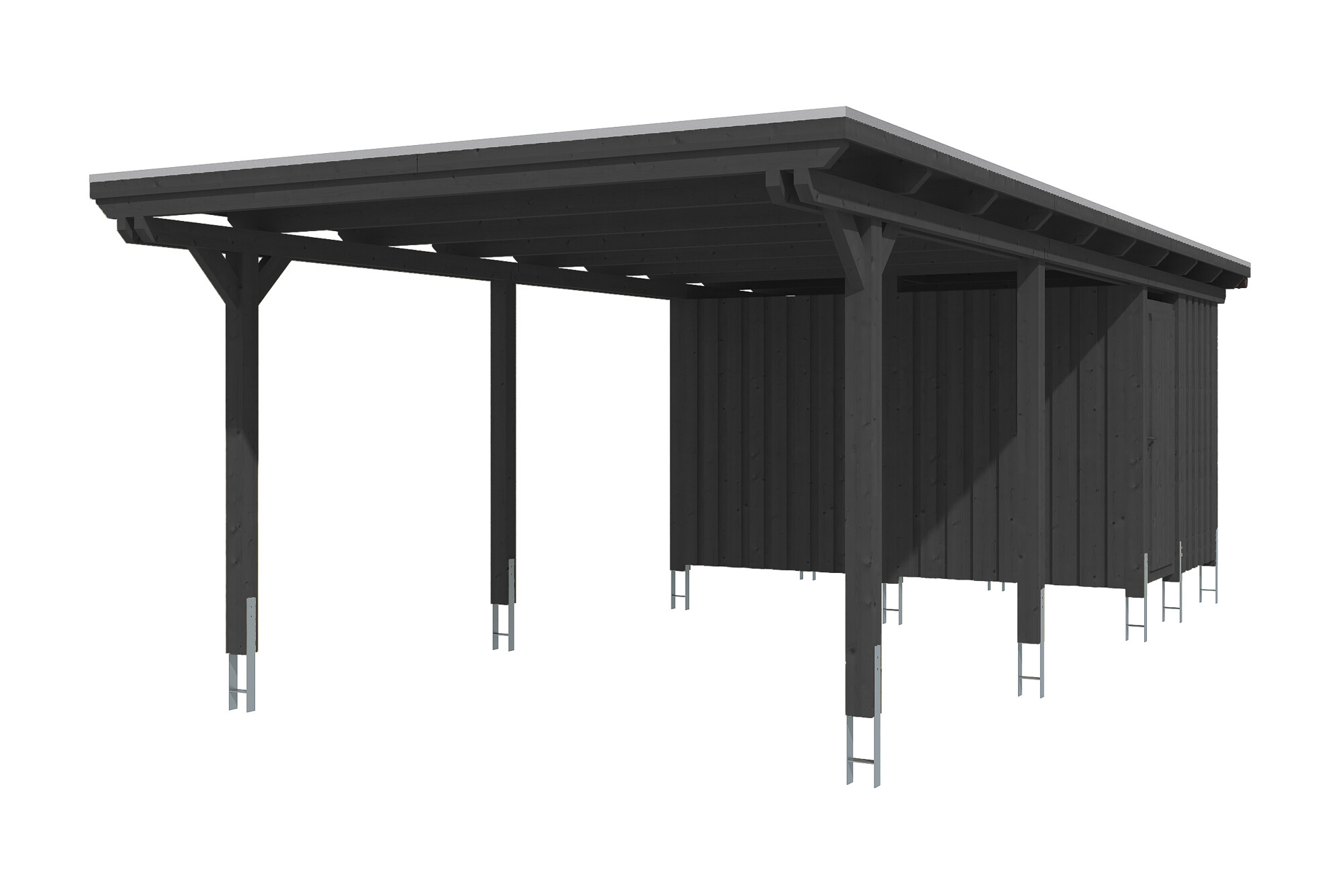 Carport Emsland 404 x 846 cm mit Aluminiumdach, mit Abstellraum, anthrazit