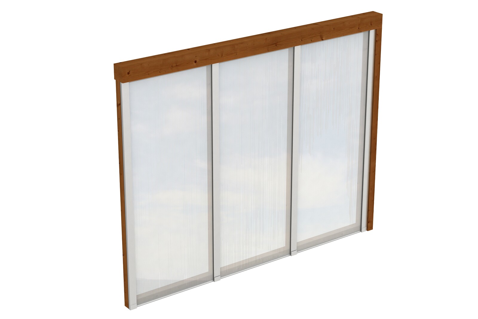 Sidewall with polycarbonate 255 x 200 cm, wal mounting, spruce, colour pre-treated in walnut