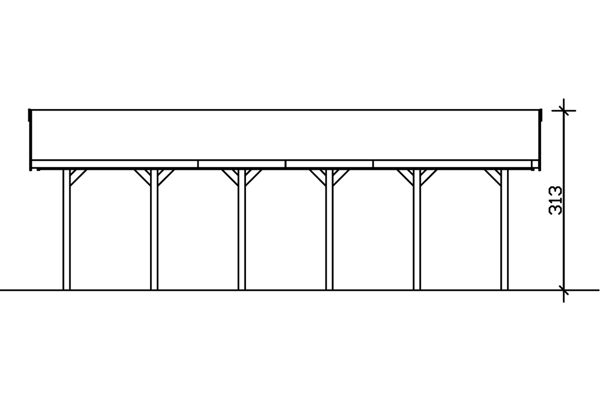 Carport Wallgau 380 x 900 cm, colour pre-treated walnut, red shingles