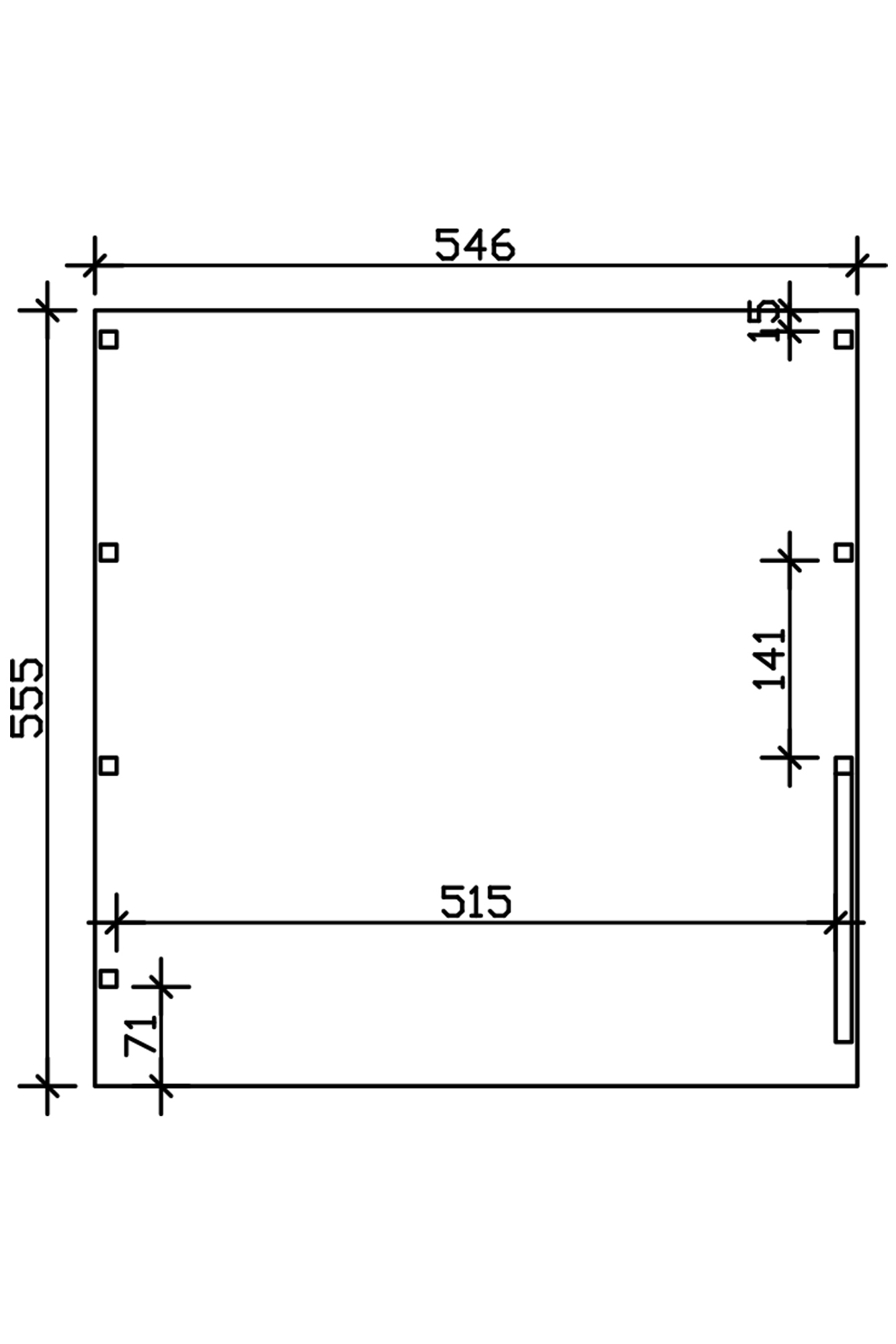 Carport Friesland Set G, 546 x 555 cm, mit einem Einfahrtsbogen, grün imprägniert