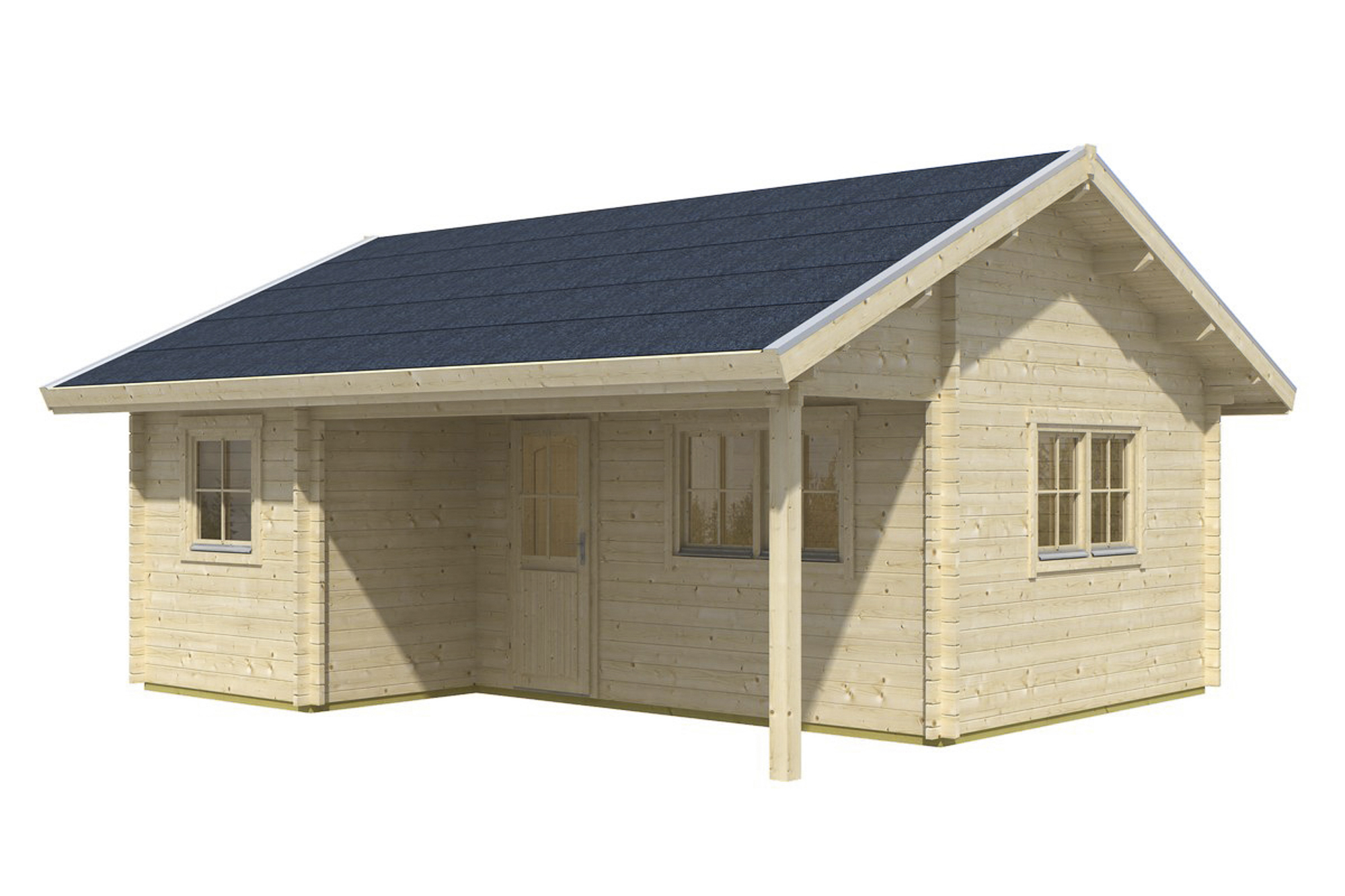 Log cabin Ontario 600 x 500 cm with roof battens, untreated