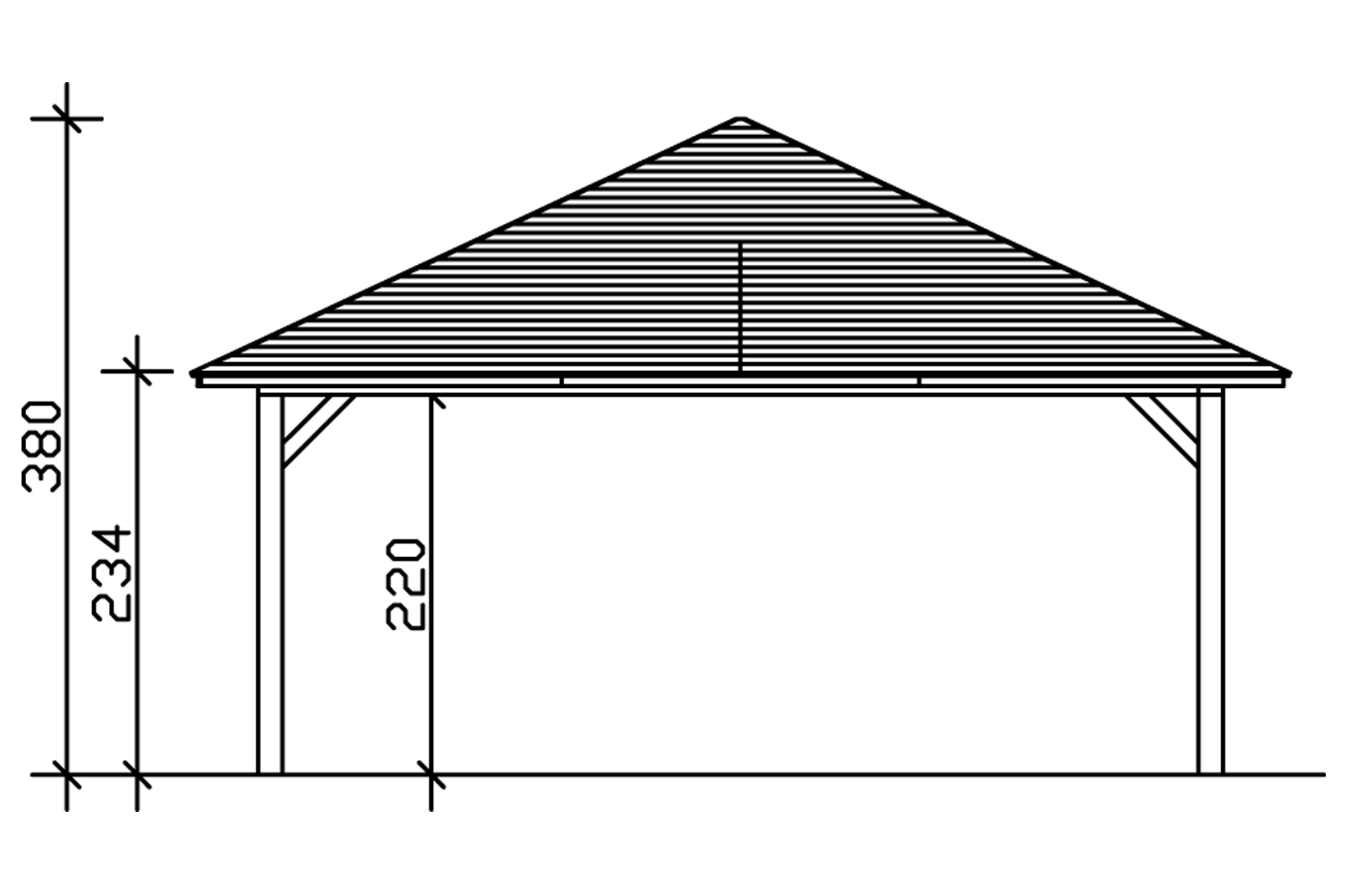 Grafik (Schnitt): Carport Taunus 1176 x 634 cm