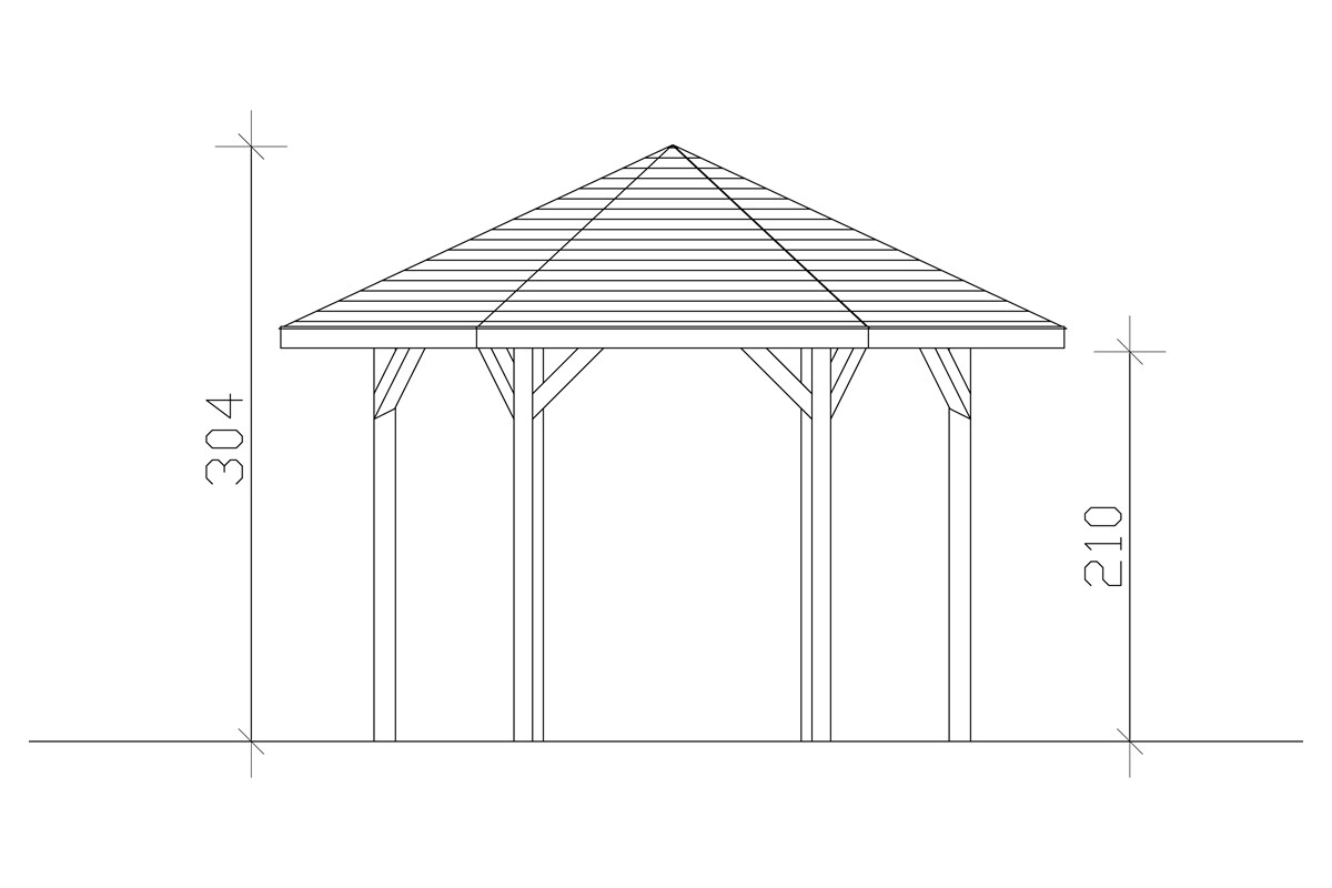 Paviljoen Nancy maat 2, Ø 420 cm, zeshoekig, gelakt in antraciet