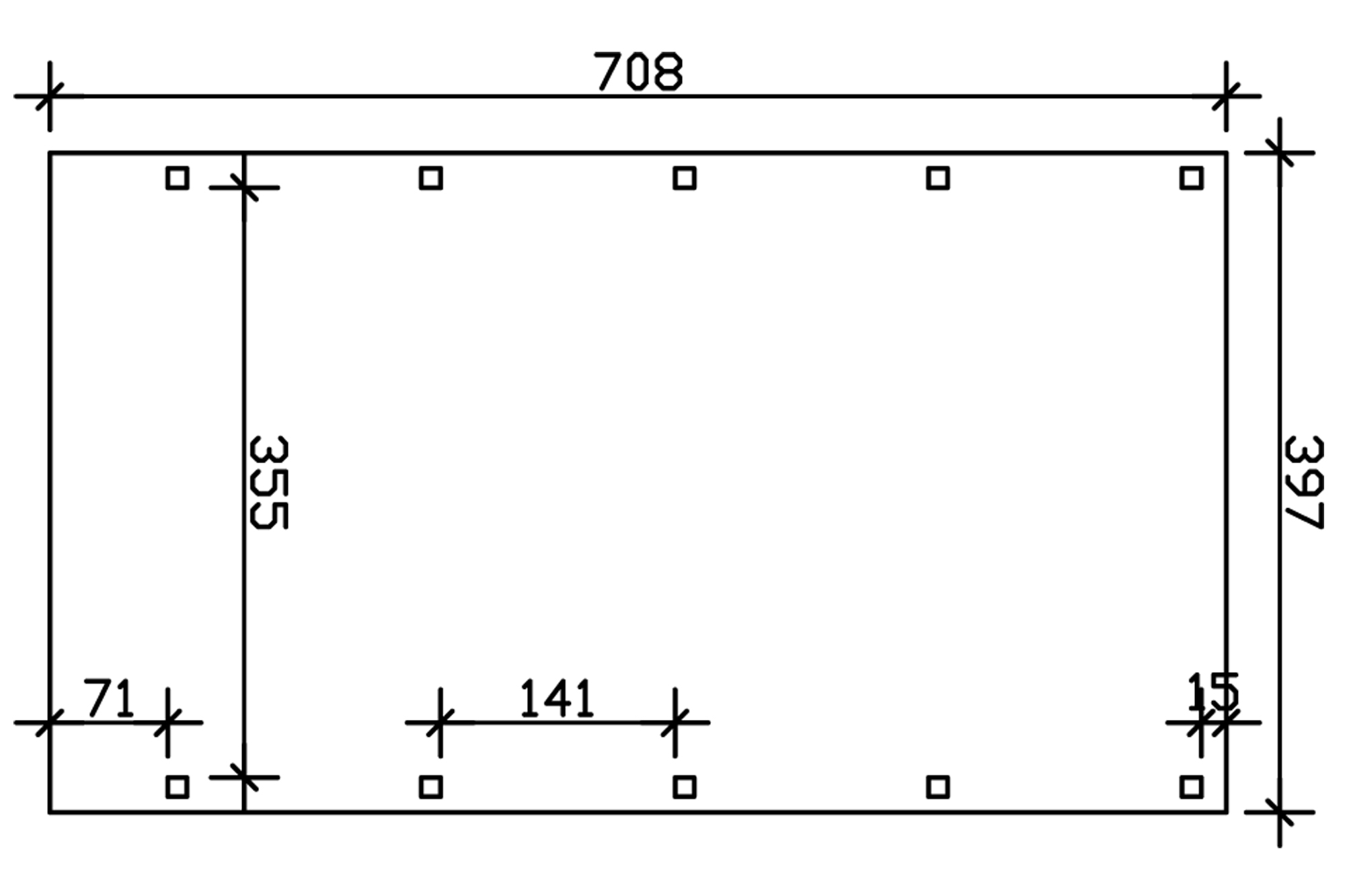 Grafik (Grundriss): Carport Friesland 397 x 708 cm