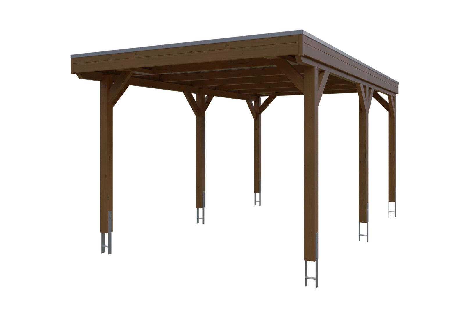 Carport Grunewald 321 x 554 cm mit EPDM-Dach, nussbaum