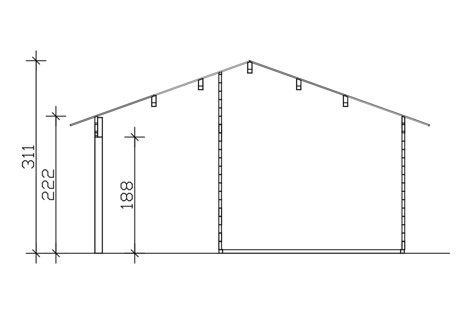 Freizeithaus Luzern 380 x 300 cm, natur