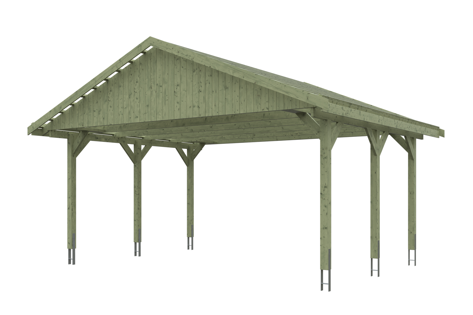 Produktbild: Carport Wallgau 620 x 500 cm, mit Dachlatten, grün imprägniert