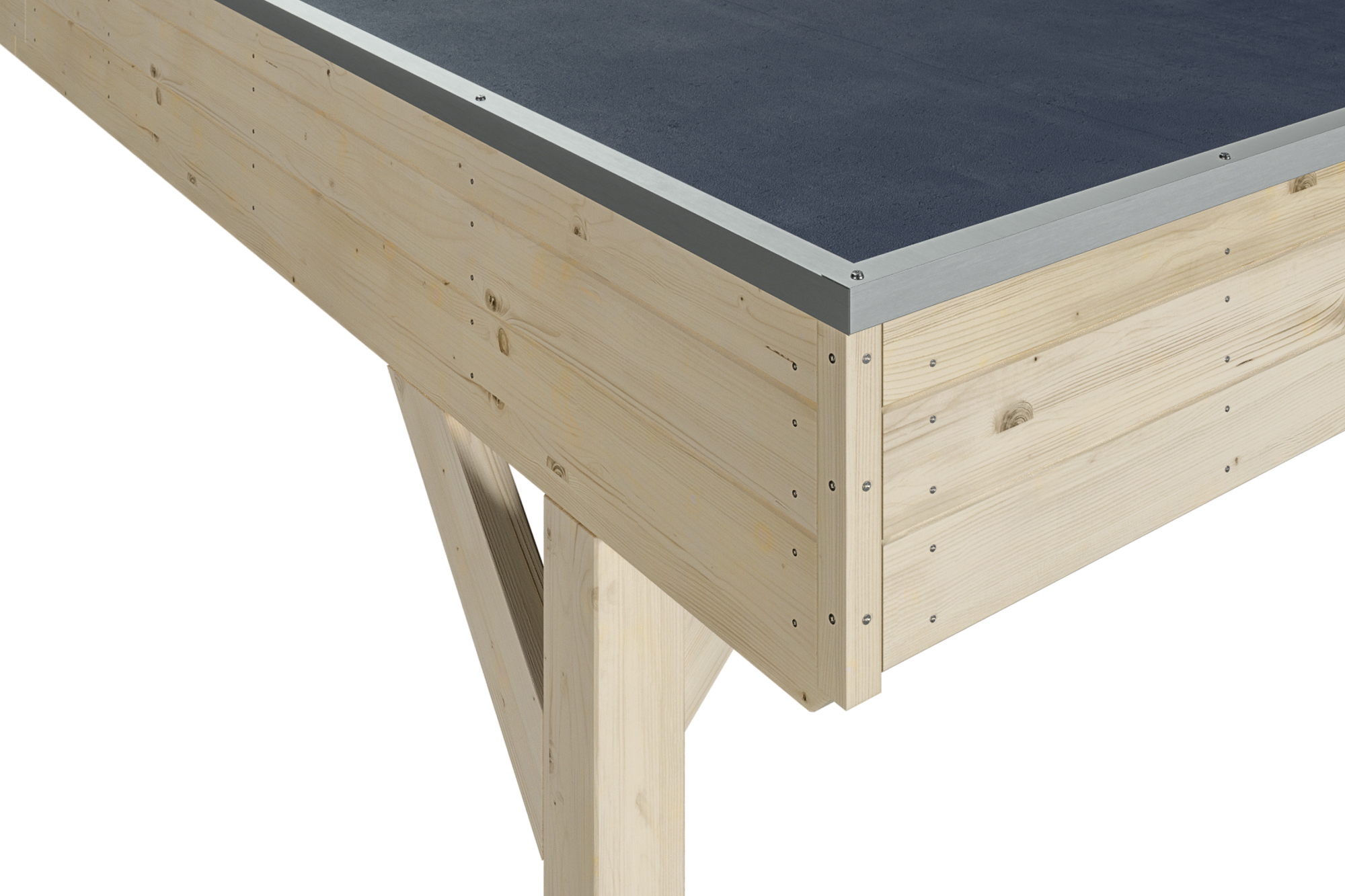 Carport Grunewald 622 x 554 cm met dakbetimmering en EPDM-folie, onbehandeld